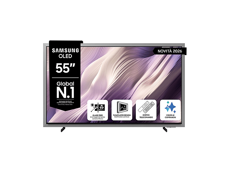 SAMSUNG OLED AI TV 55” QE55S99HATXZT 4K, Processore NQ4 Gen3, 4K Upscaling Pro, Glare Free, HDR Motion Xcelerator 165Hz, Dolby Atmos & OTS+, FloatLayer Design, Vision Smart TV, 2026