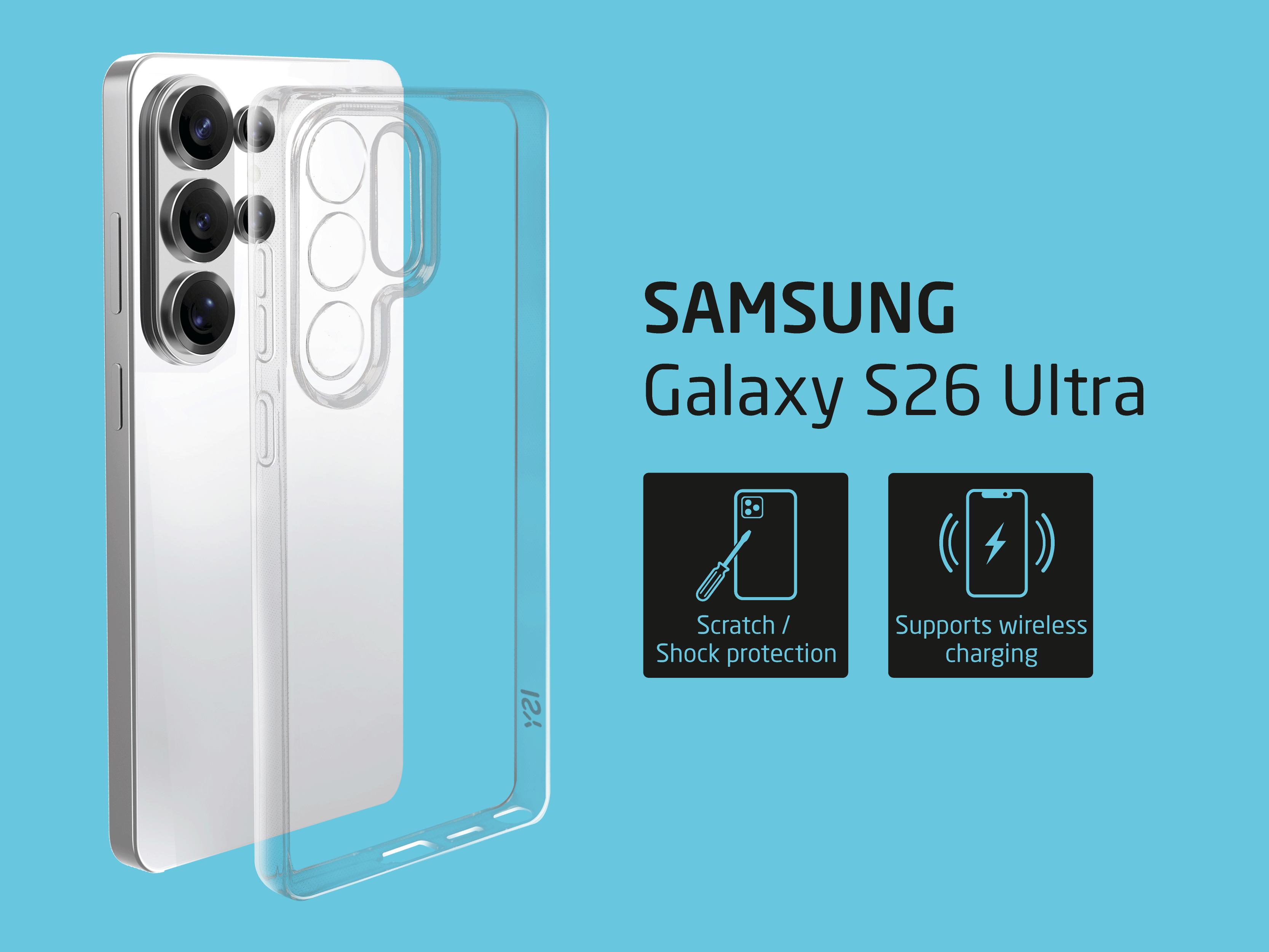 Transparente Hülle für Samsung Galaxy S26 Ultra mit Kamerasystem.