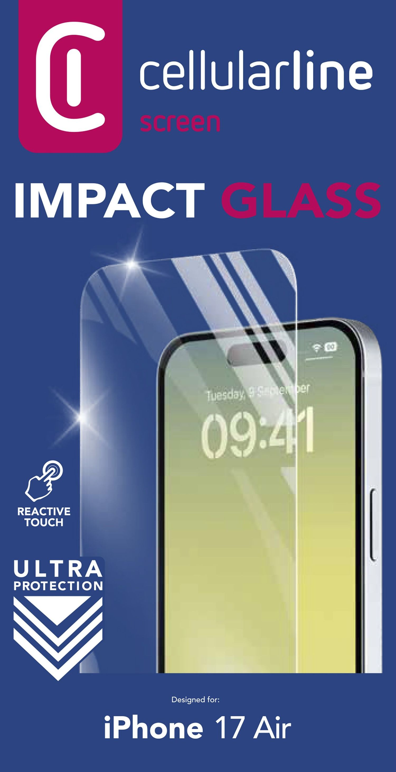 Displayschutzfolie für iPhone 17 Air mit "Impact Glass"-Technologie.