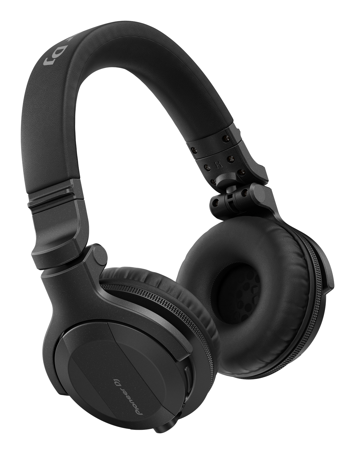 Auriculares DJ negros con almohadillas y diadema ajustable.