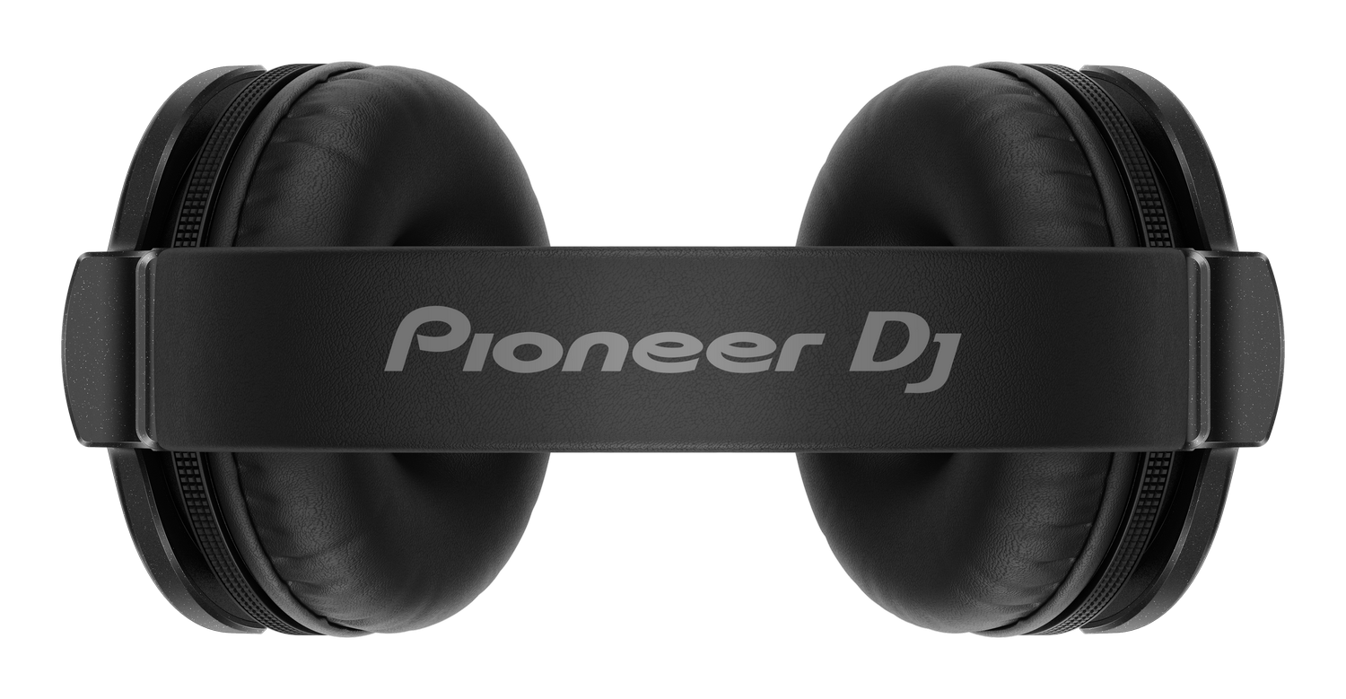 Auriculares negros Pioneer DJ con diadema acolchada y almohadillas.