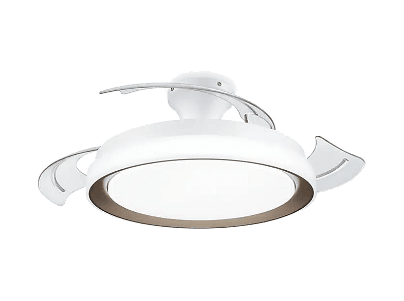 Ventilador de techo con luz - Philips Bliss (2026), 28W, 6 Velocidades, Aspas retráctiles, 106cm, 4500 lúm regulables, Mando a distancia,Blanco/Dorado