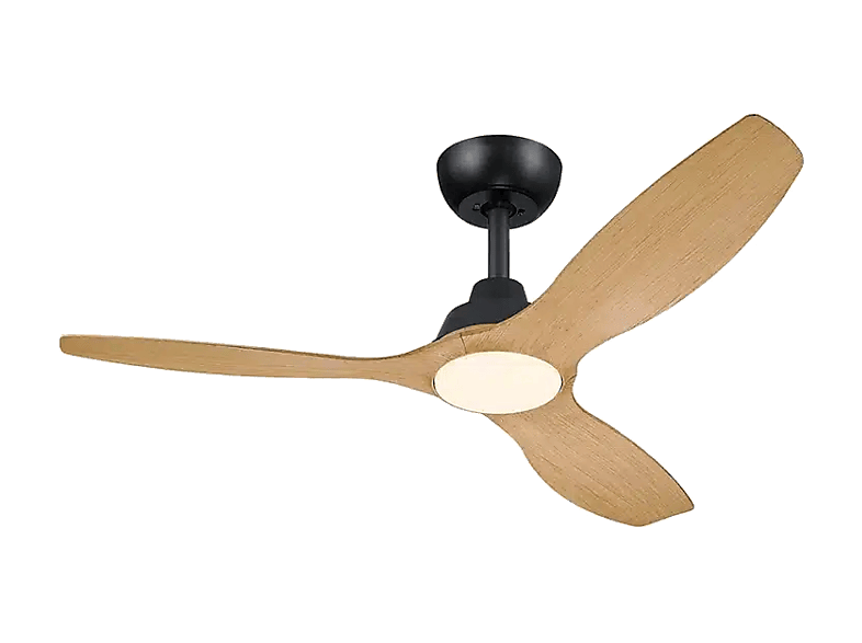 Ventilador de techo con luz - Philips Olas, 59 W (35W+24W), 6 Velocidades, 132 cm, 2650 lúmenes regulables, Mando a distancia, Negro/Madera