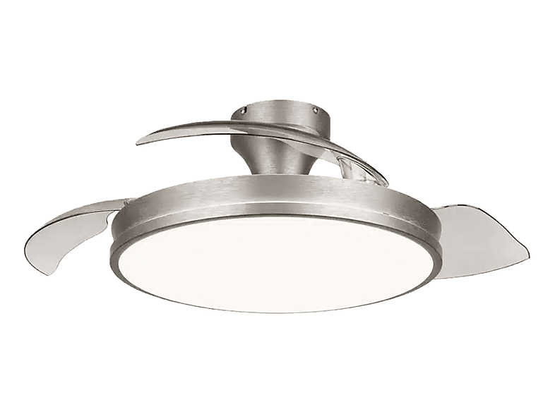Ventilador de techo - Philips Atlas, 35 W, 6 Velocidades, Aspas retráctiles, 106 cm, 4500 lúmenes regulables, Mando a distancia, Níquel Mate