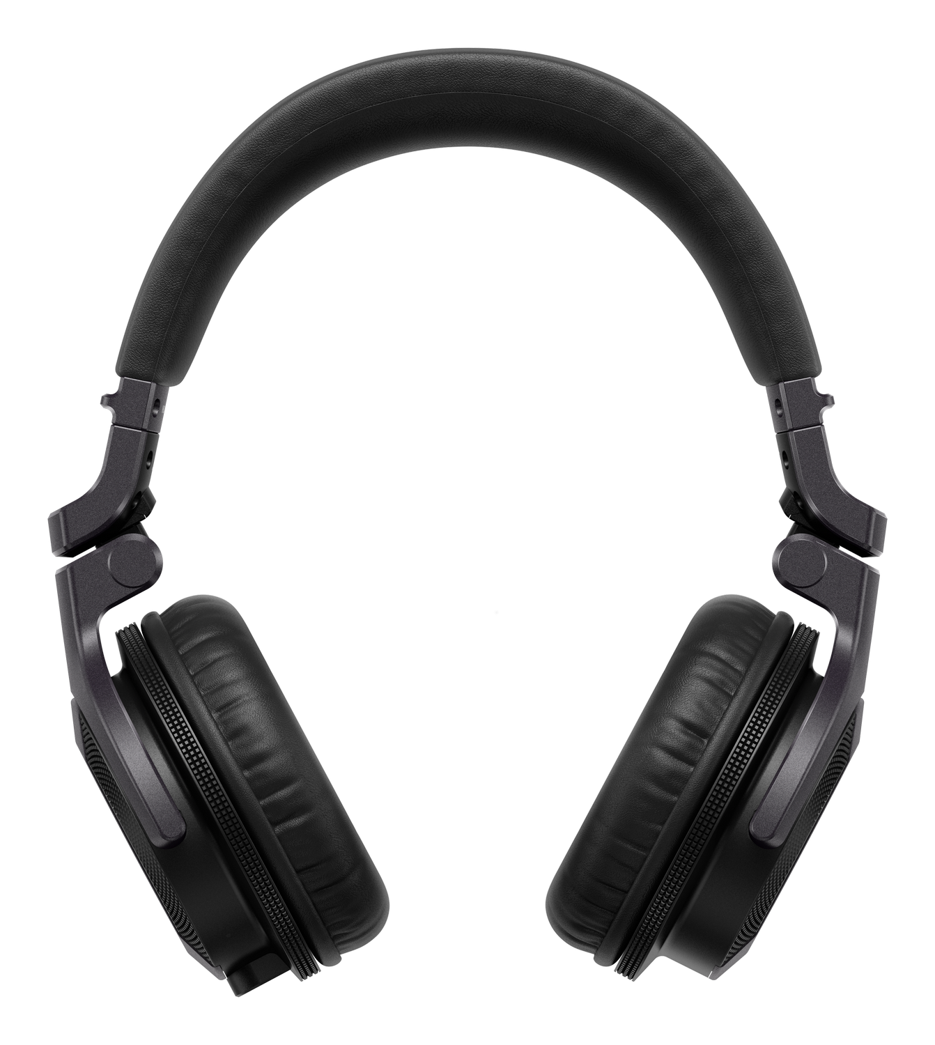Auriculares negros acolchados con diadema ajustable y orejeras giratorias.