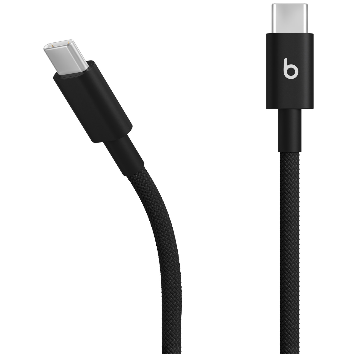Deux câbles USB-C noirs avec connecteurs argentés sur fond blanc.
