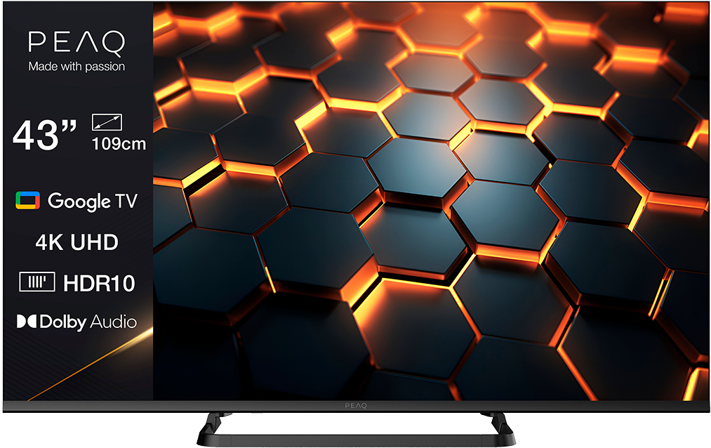 PEAQ PTV 43GU-5026C 43" Google UHD TV, 108 cm