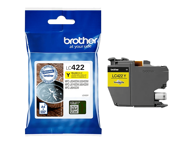 Cartucho de tinta - Brother LC-422Y, 550 páginas, Amarillo