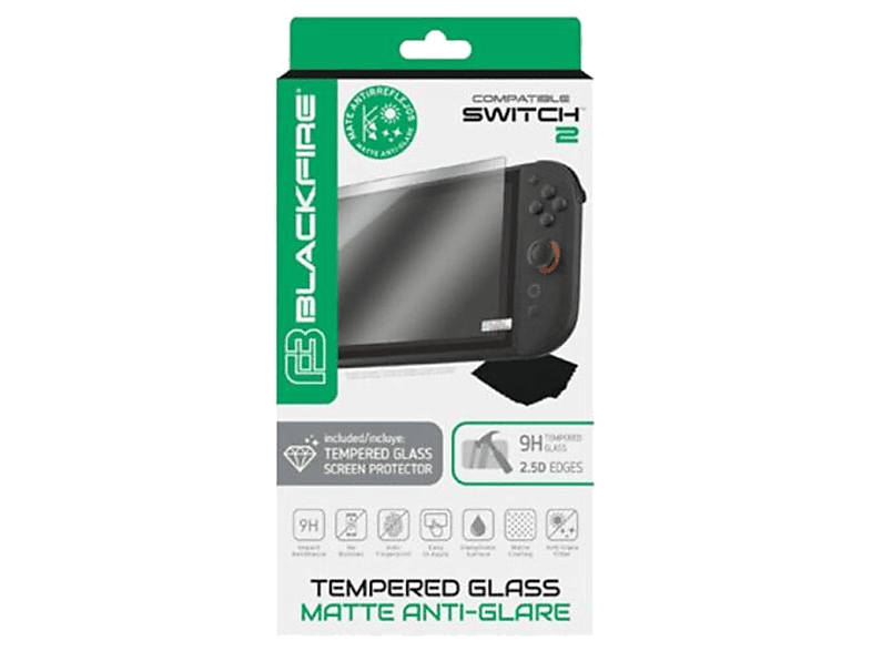 Protector Pantalla - Ardistel Blackfire Tempered Glass Mate, Nintendo Switch 2, Cristal templado 9H, Transparente Mate