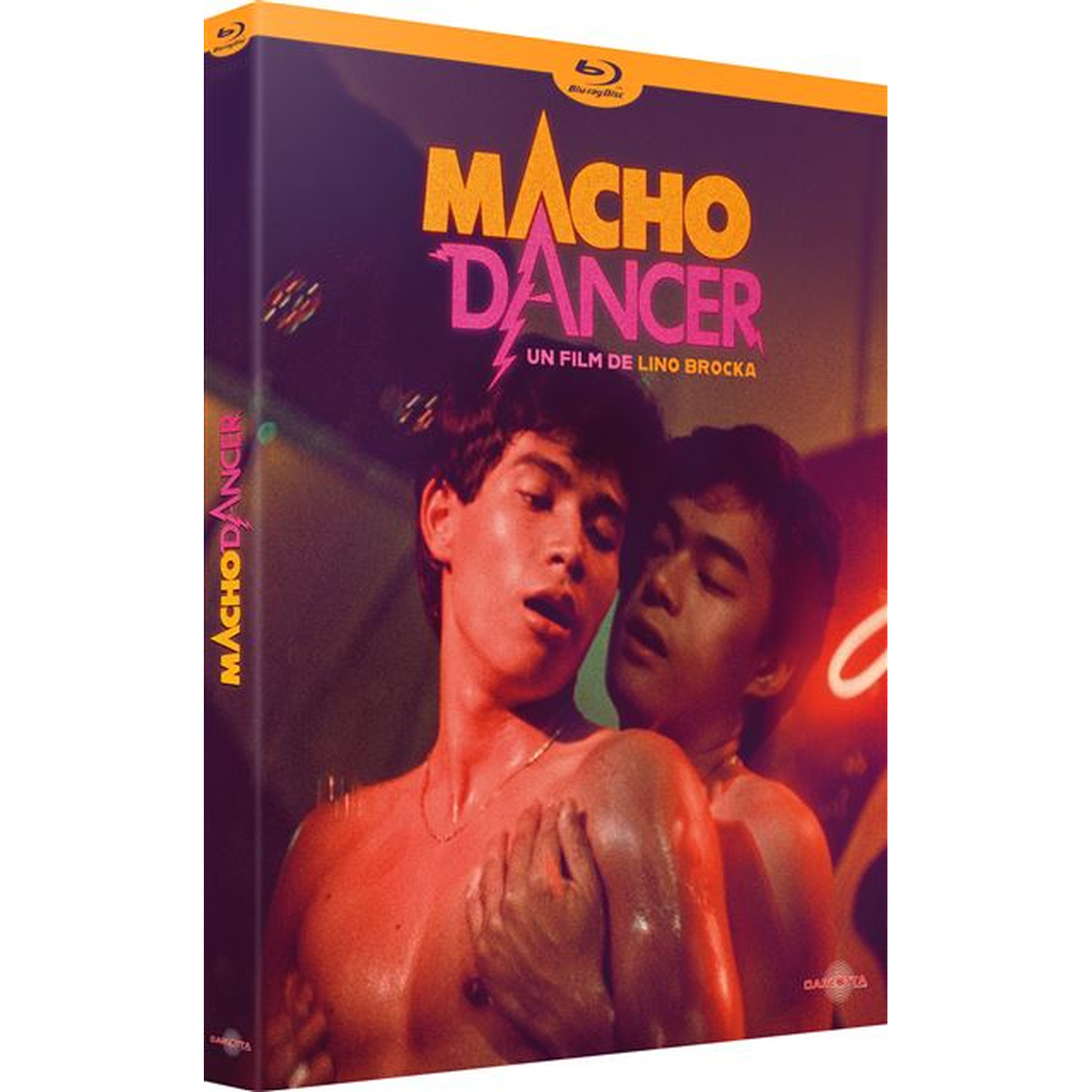 Couverture Blu-ray de Macho Dancer avec deux jeunes hommes s'enlaçant.
