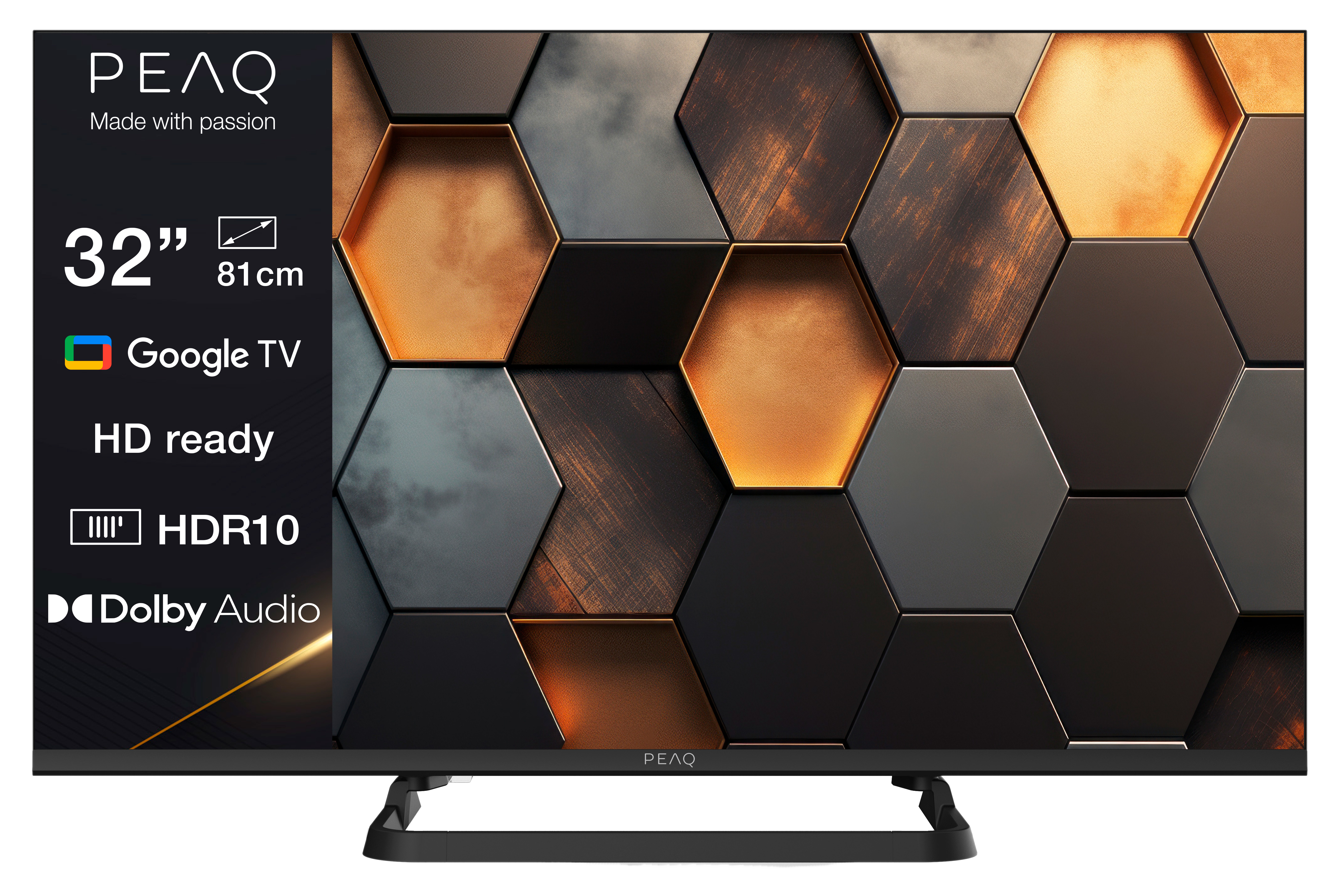 Telewizor 32-calowy z Google TV, HD ready, HDR10 i Dolby Audio.