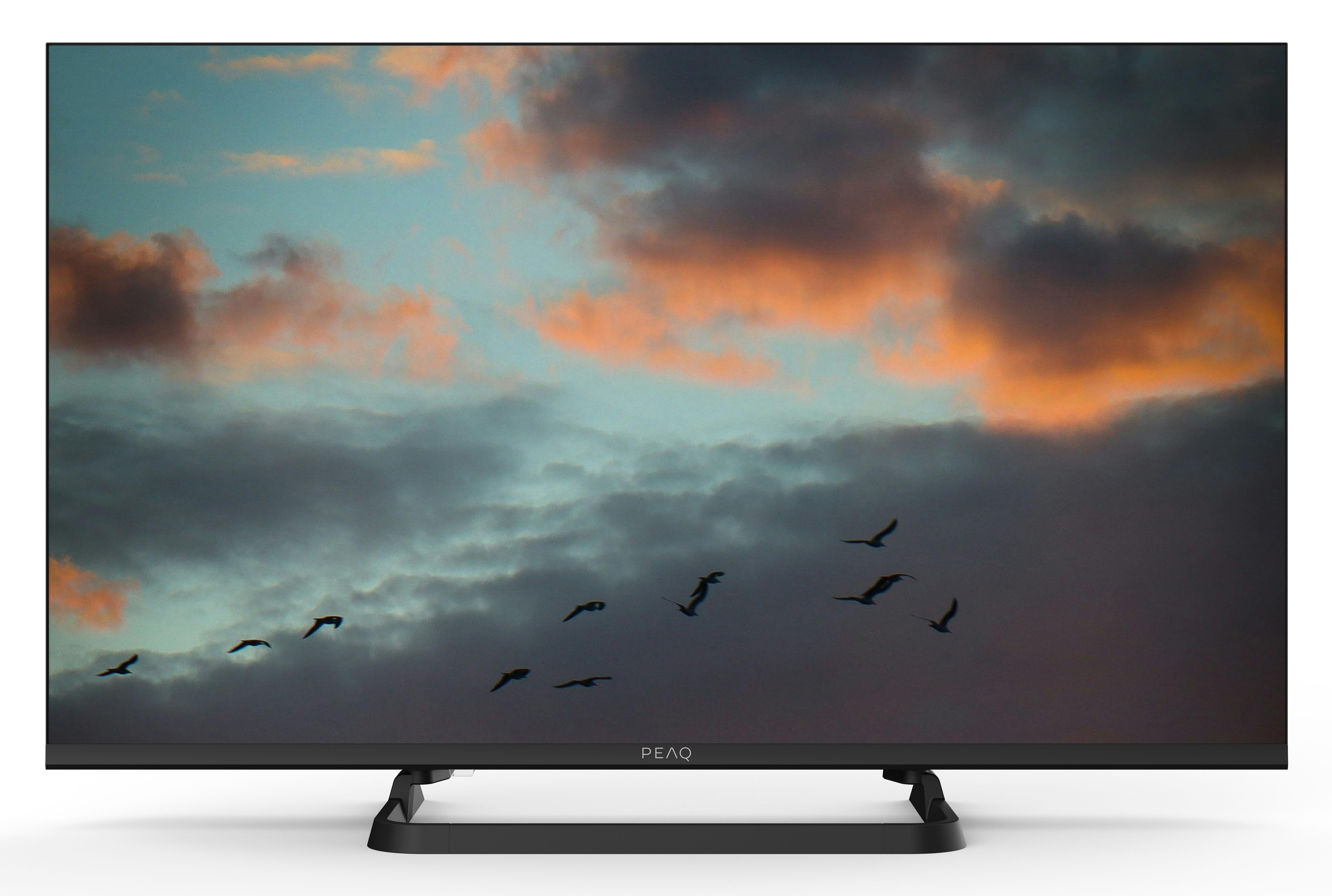 Ptaki lecą na tle dramatycznego nieba z chmurami i kolorami zachodu słońca.