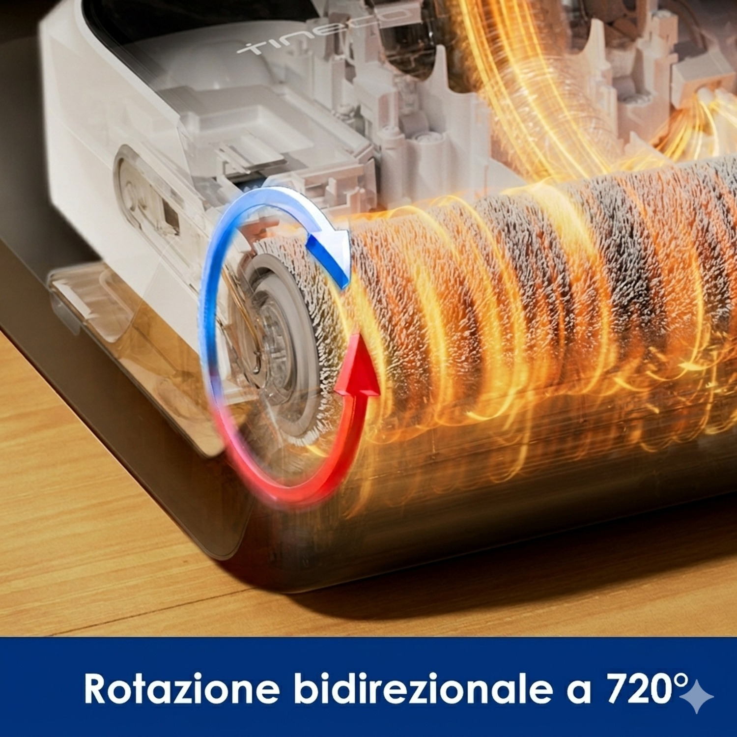 Una testina di aspirazione con rappresentazione visiva della rotazione.