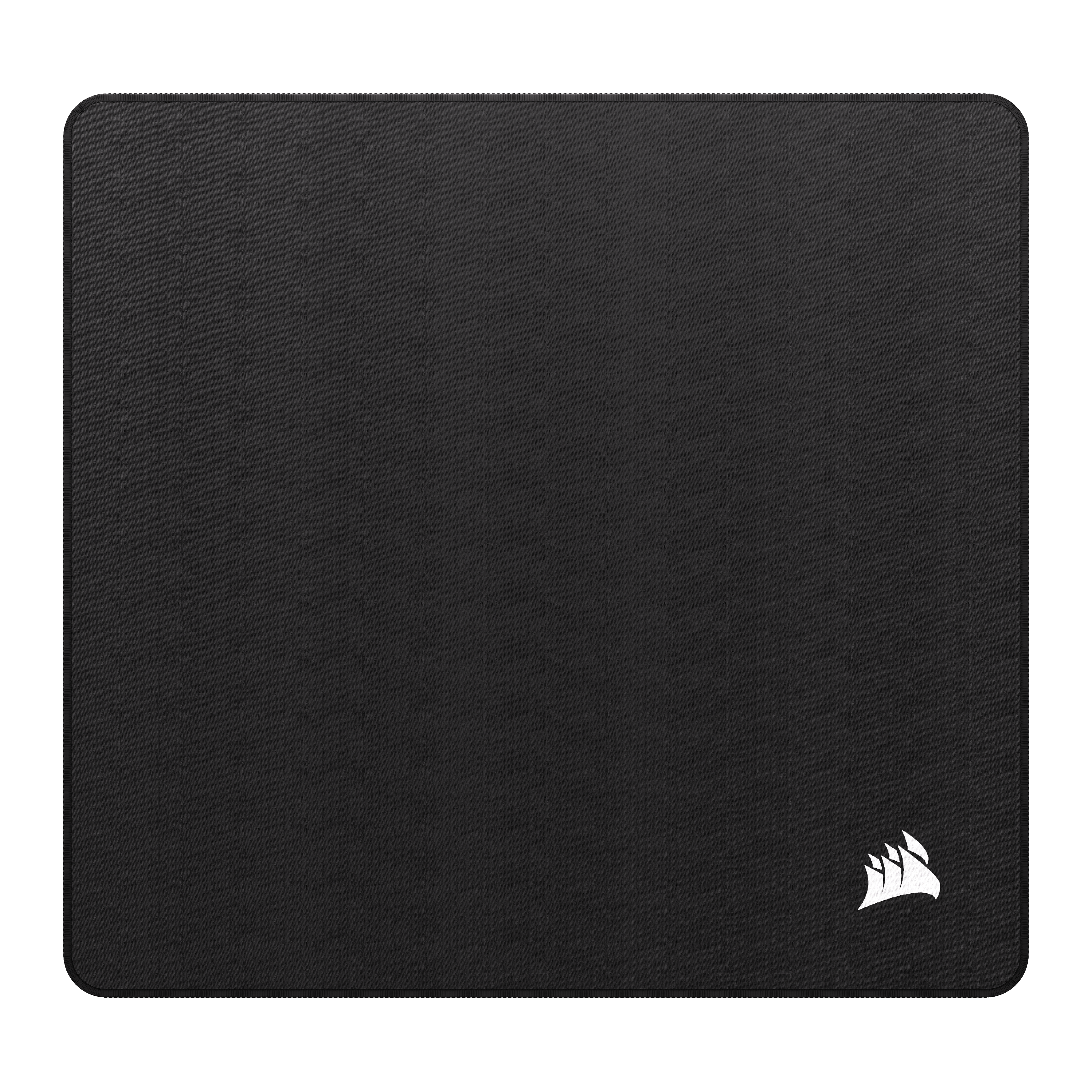Schwarze Mousepad mit weißem Corsair-Logo unten rechts.