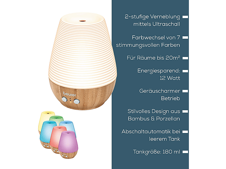 Beurer LA 40 Aroma Diffuser, bis 20 m², Wellnesslicht mit Farbwechsel — Foto 4 von 4
