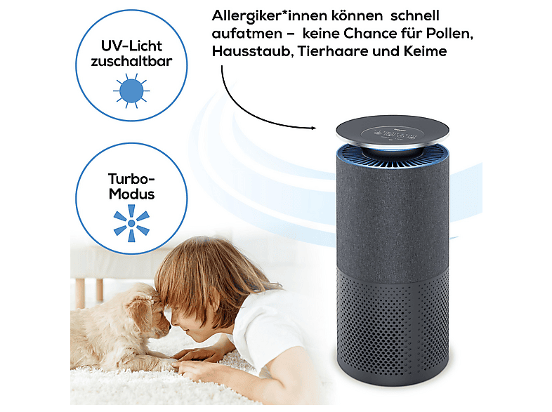 Beurer 680.13 LR401 App gesteuerter Luftreiniger Schwarz (50 Watt, Raumgröße: 69 m²) — Foto 4 von 5
