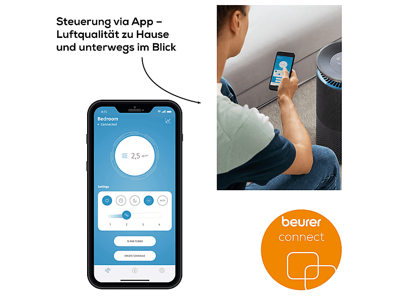 Beurer 680.13 LR401 App gesteuerter Luftreiniger Schwarz (50 Watt, Raumgröße: 69 m²) — Foto 5 von 5