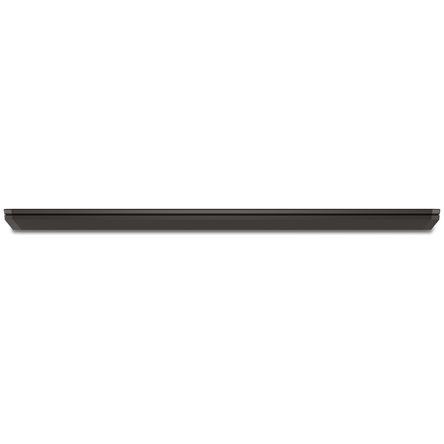 A closed black laptop rests on a white background.