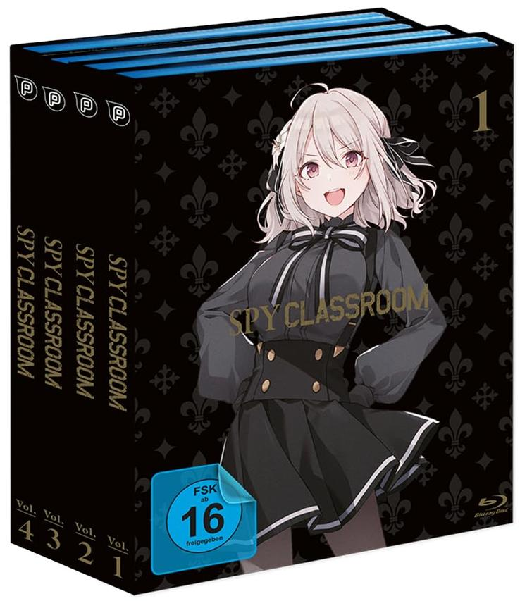 Anime-Blu-ray-Box "Spy Classroom" mit Charakter Lily und FSK 16 Siegel.
