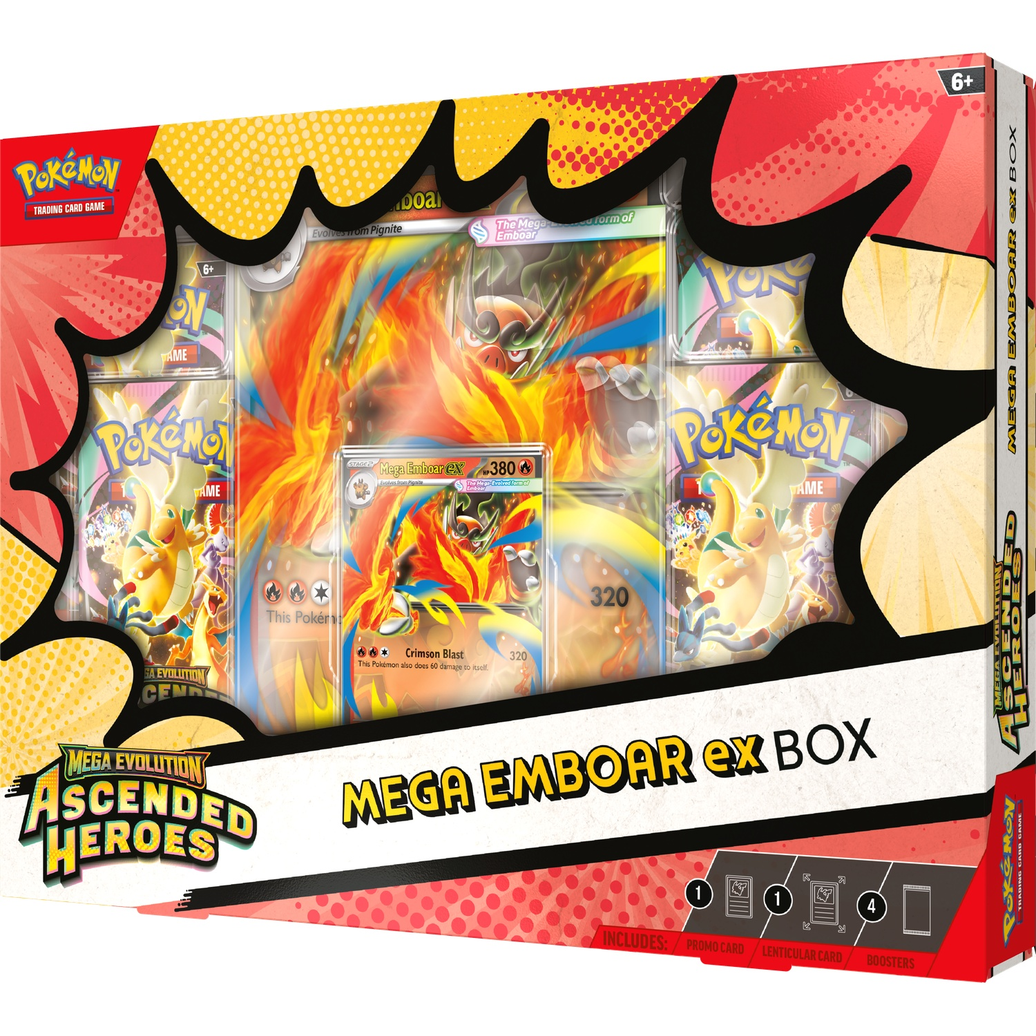 Pokémon Trading Card Game Mega Emboar EX Box with cards and boosters.
