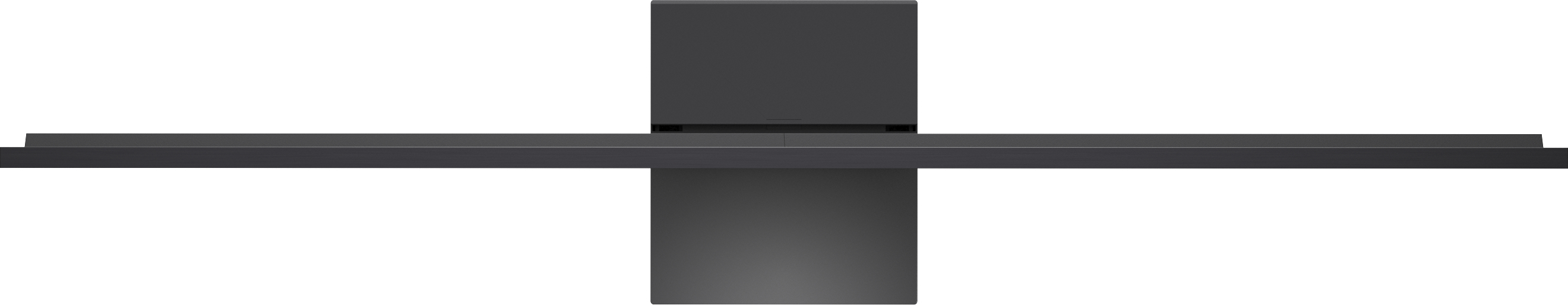 Ein dunkler Soundbar-Lautsprecher mit einem vertikalen Subwoofer.