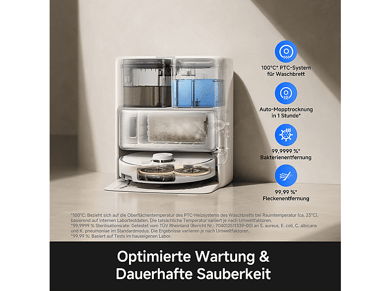 movA P70 Pro Ultra Saugroboter mit Wischfunktion (Weiß, Laufzeit: Saugen: 250/205/158 Minuten) — Foto 4 von 5