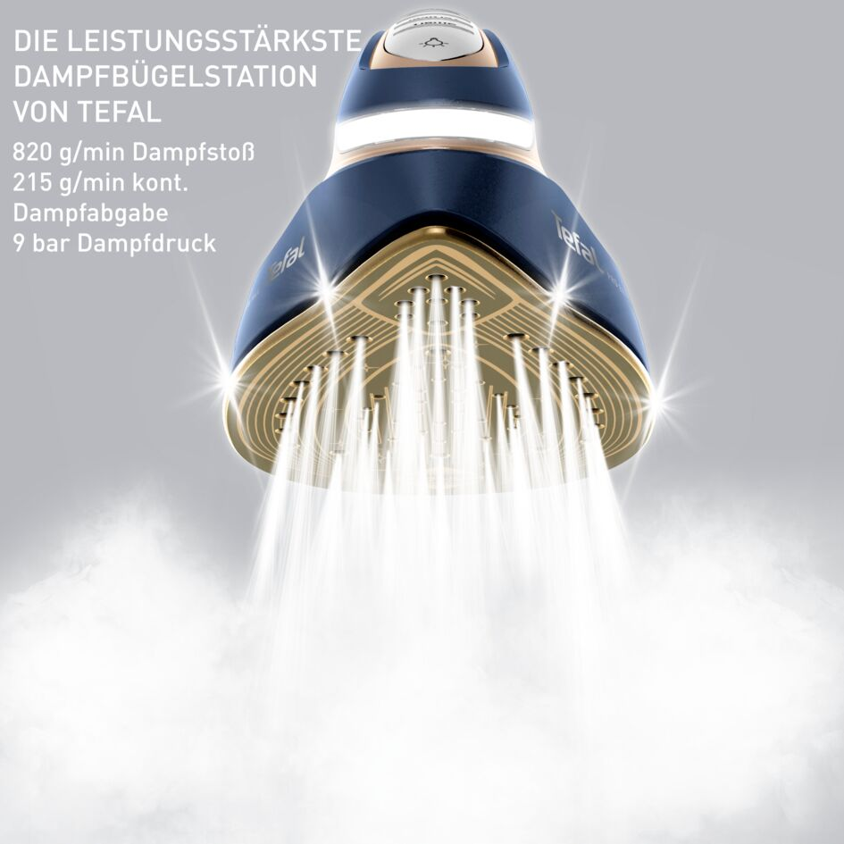 Tefal Dampfbügeleisen mit starkem Dampfausstoß und detaillierten Spezifikationen.