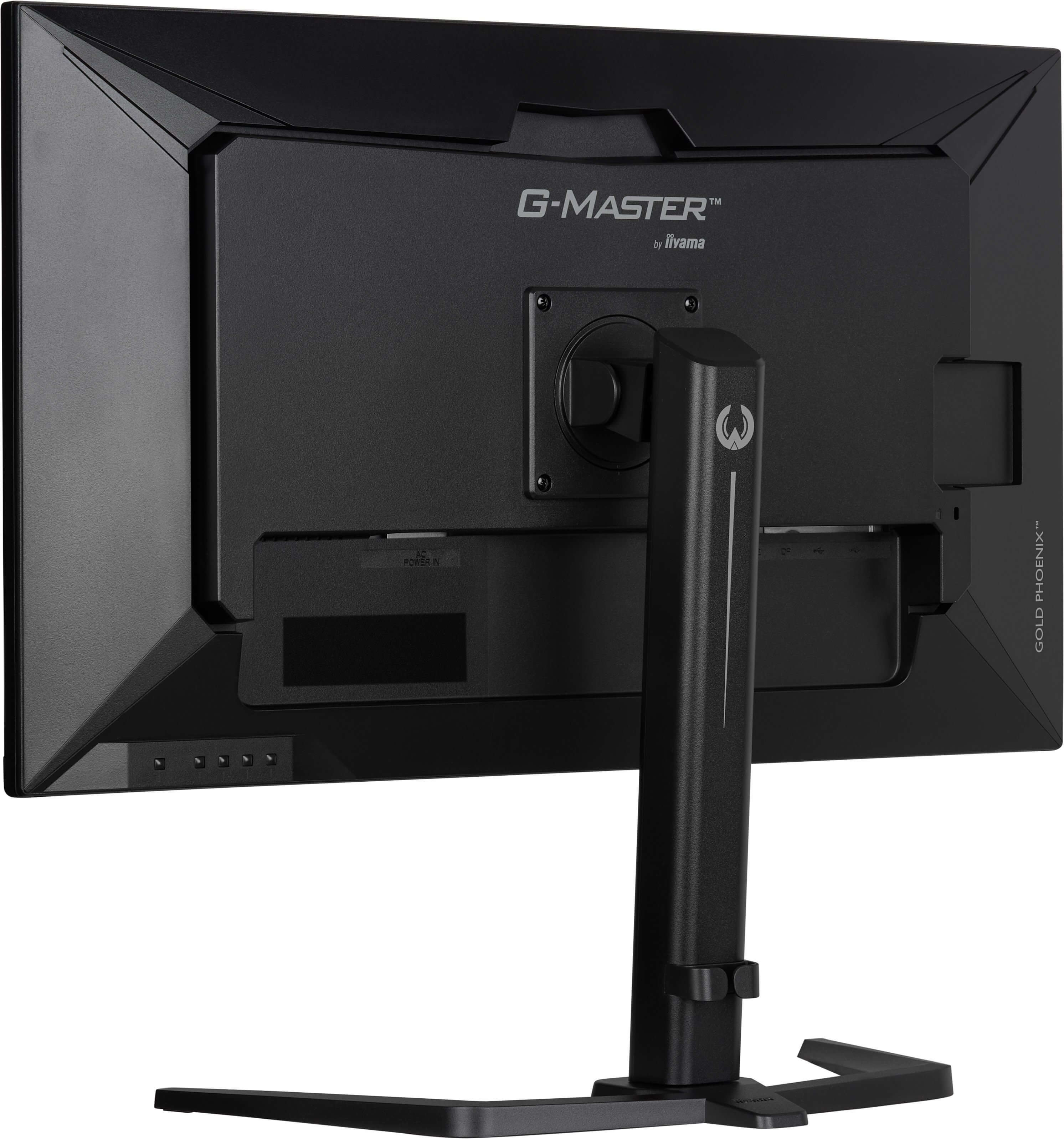 Tył czarnego monitora z logo G-MASTER i portami.
