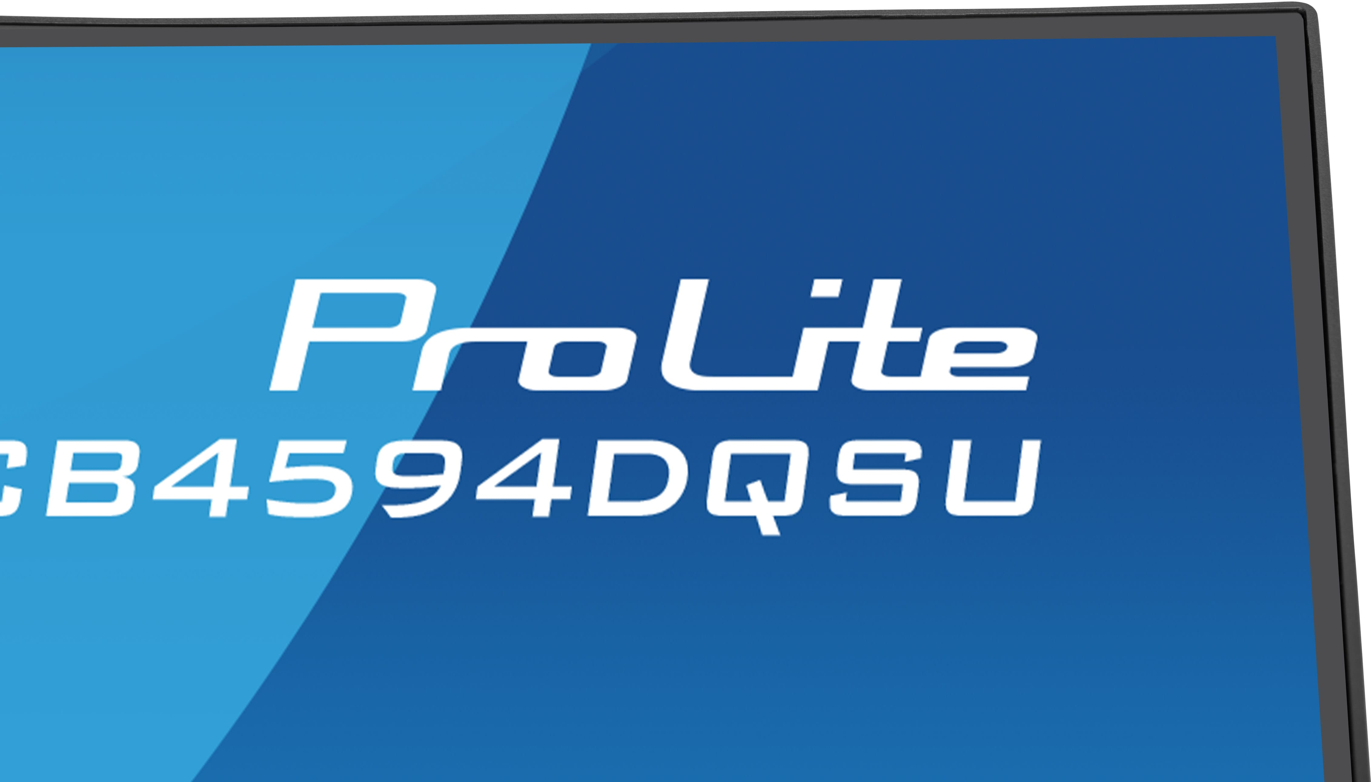 Monitor wyświetla napis ProLite CB4594DQSU na niebieskim tle.