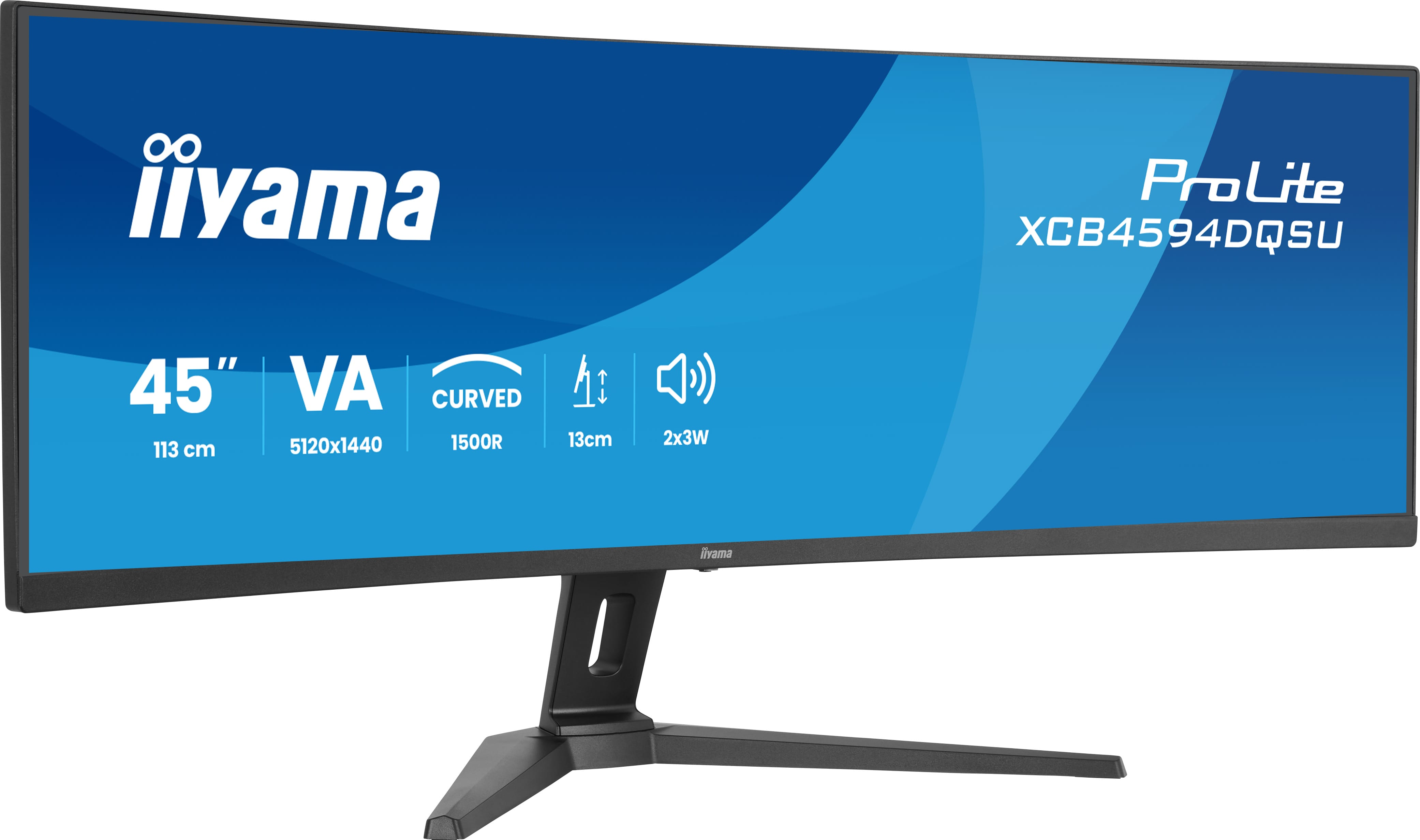 Zakrzywiony 45-calowy monitor iiyama z logo ProLite.