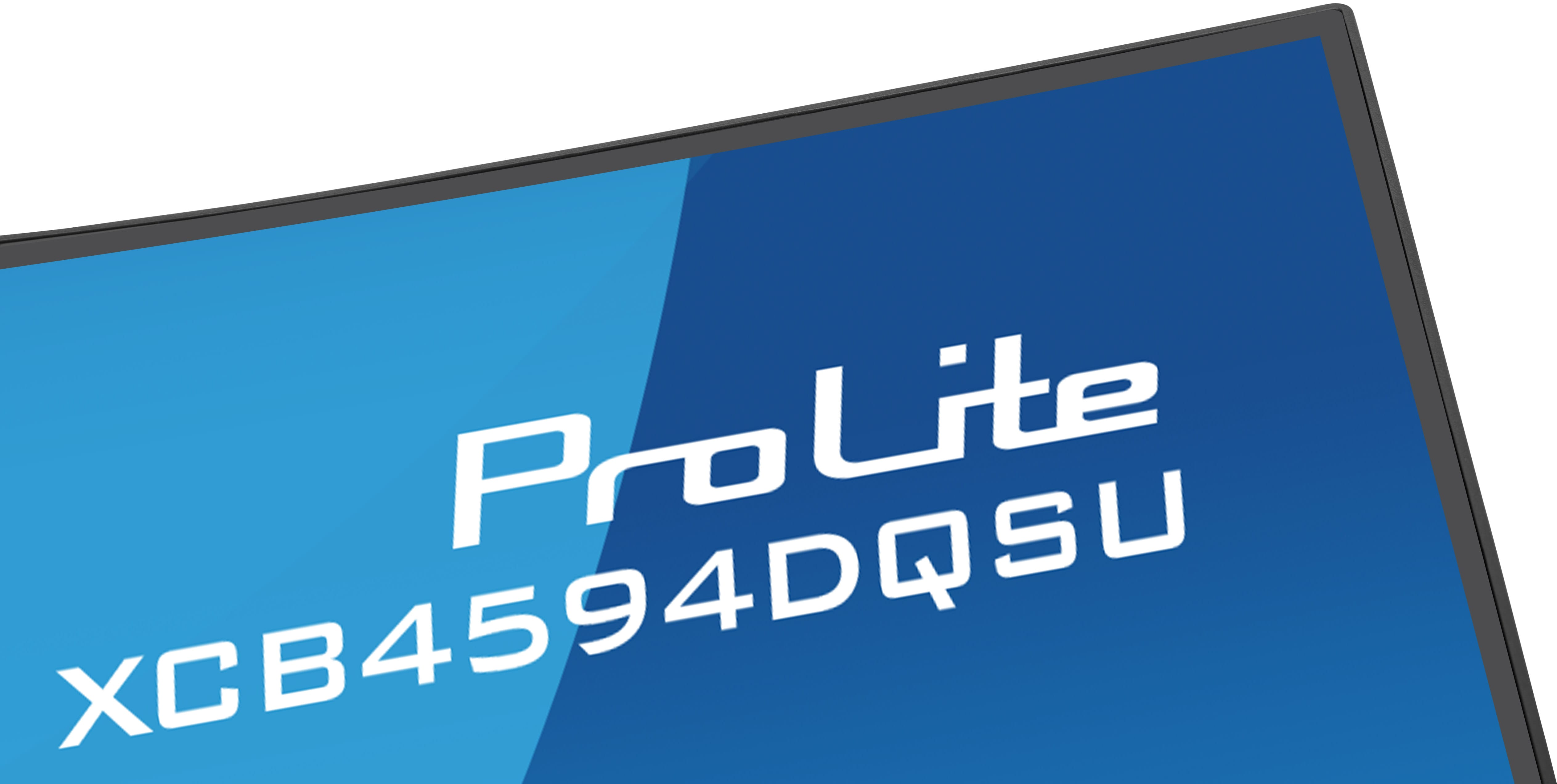 Niebieski ekran z białym tekstem: ProLite XCB4594DQSU.