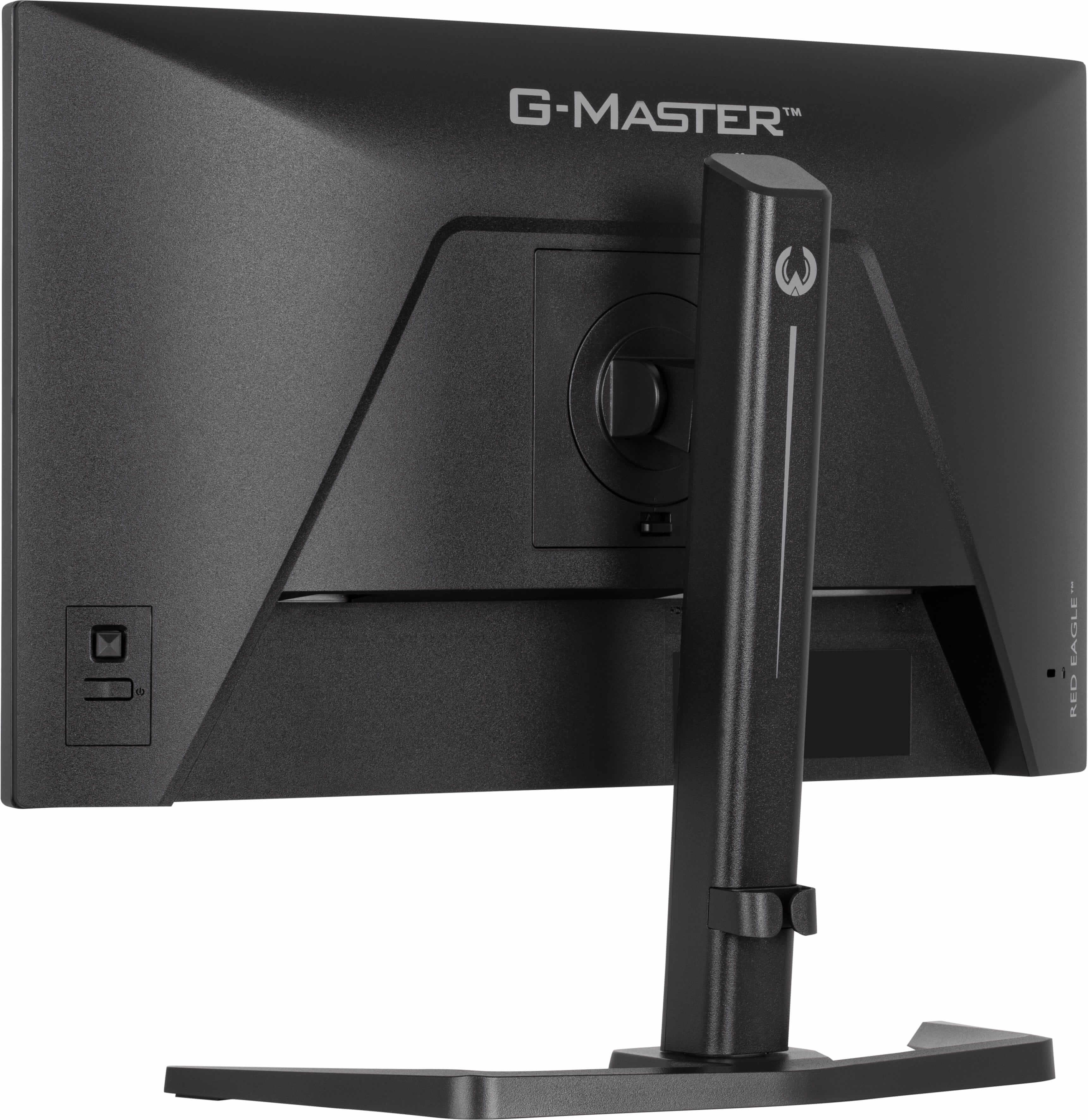 Tył czarnego monitora z logo G-MASTER i podstawką.