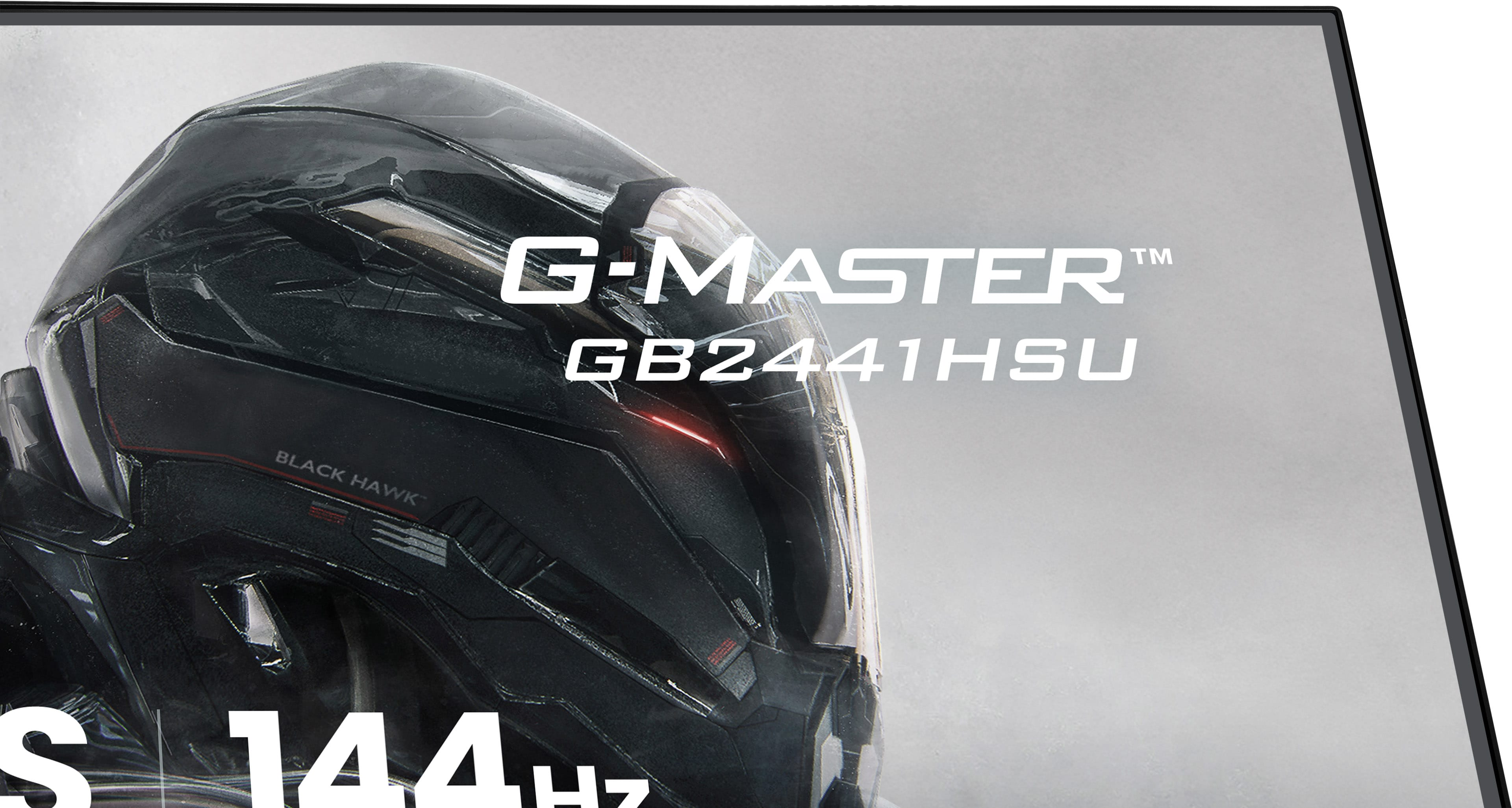 Czarny kask z czerwonymi akcentami i napisem "G-MASTER GB2441HSU".