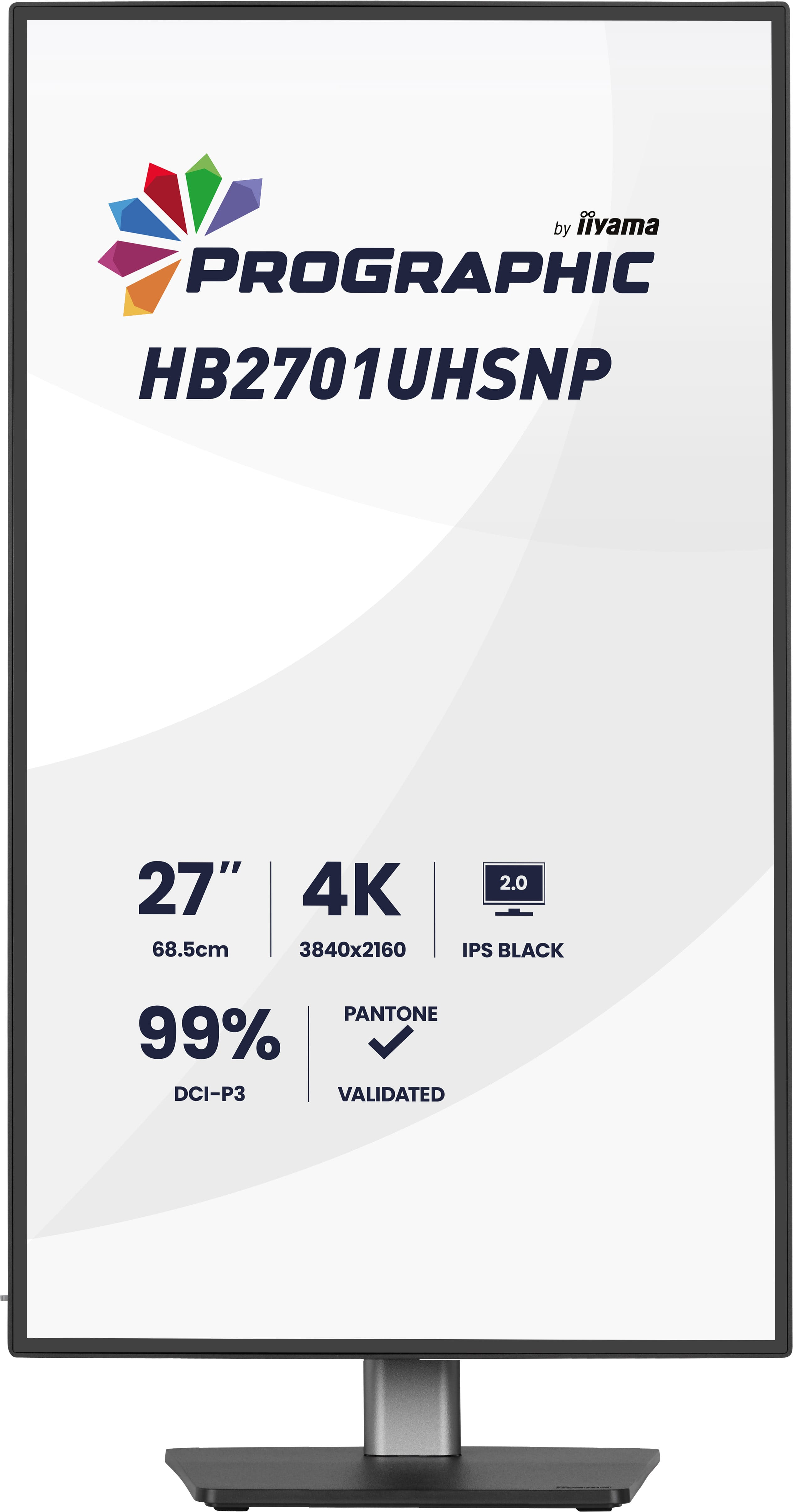 27-Zoll 4K HB2701UHSNP Monitor mit 99% DCI-P3, IPS Black und Pantone-Validierung.