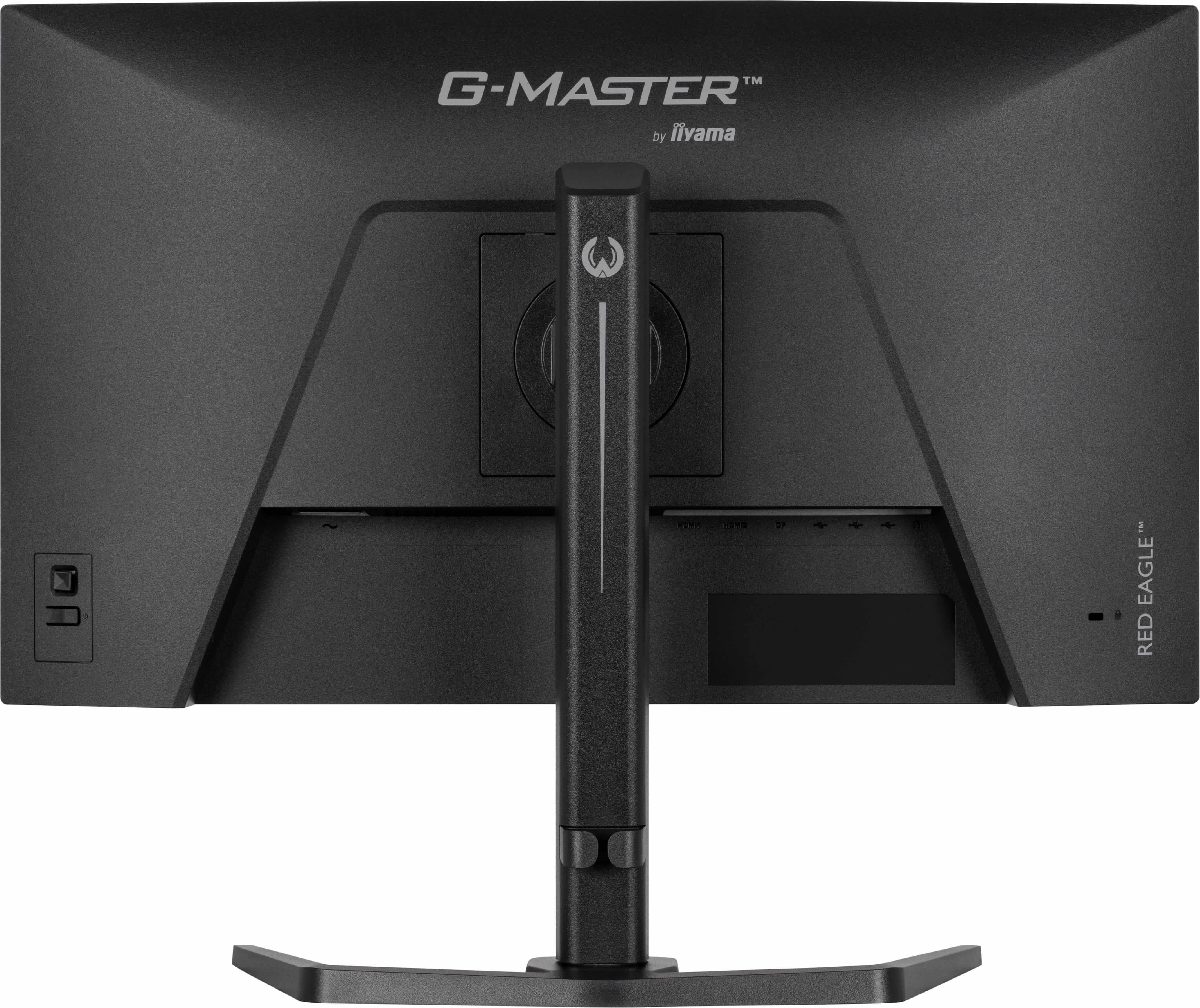 Tył czarnego monitora z logo G-MASTER i portami.