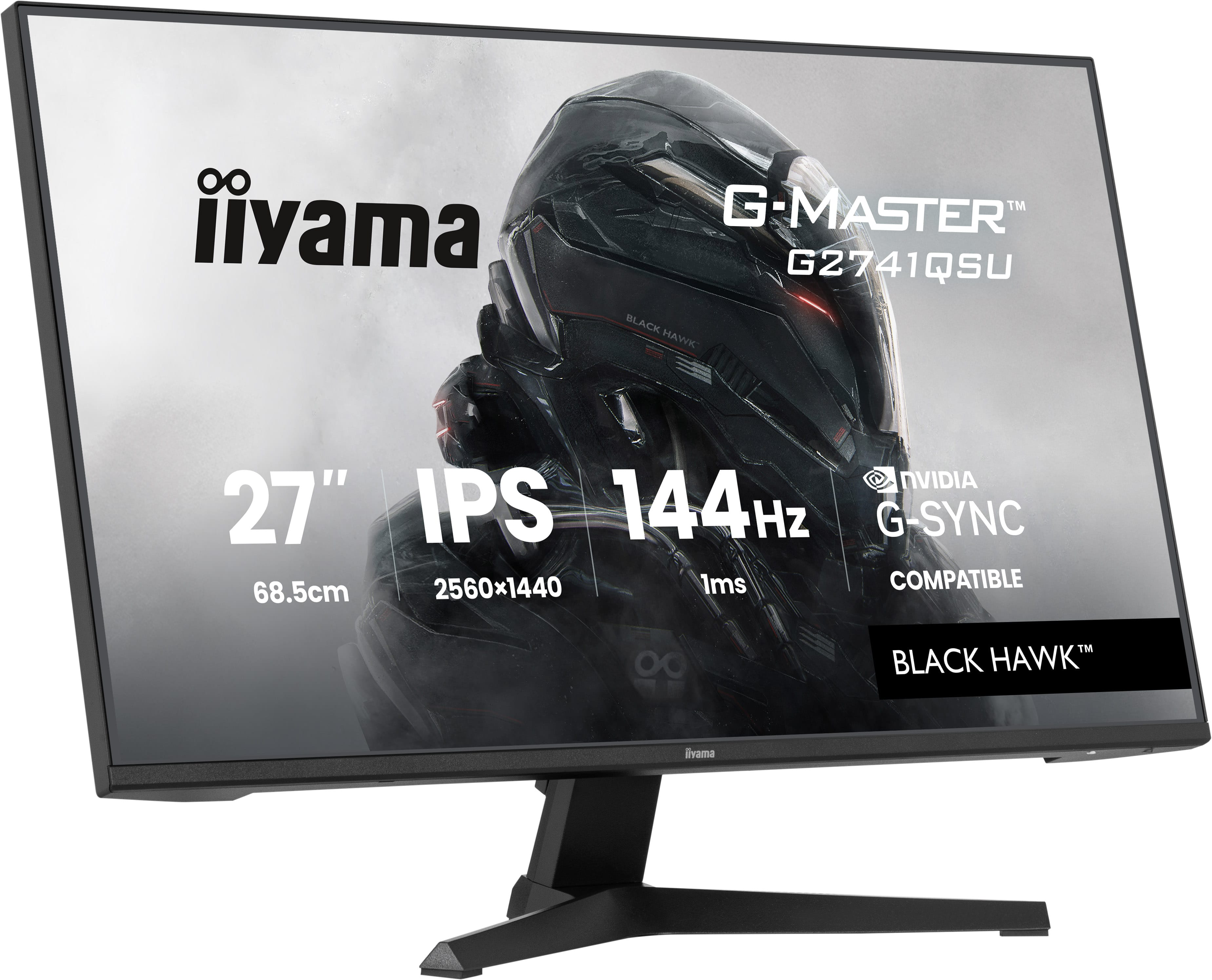 Monitor Iiyama G-Master z grafiką "Black Hawk", 27 cali, IPS, 144Hz, G-Sync.