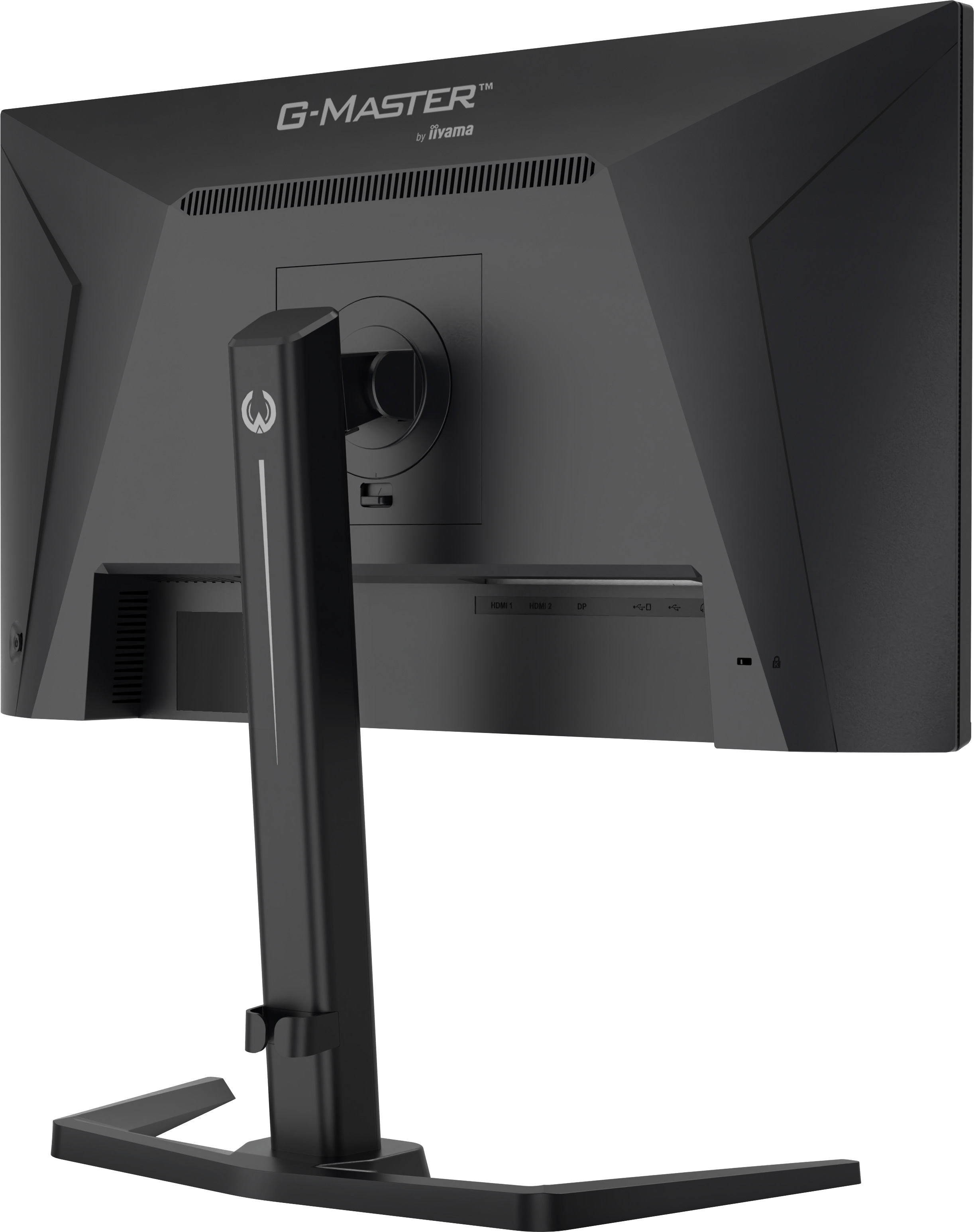 Tył czarnego monitora z logo G-MASTER i portami.