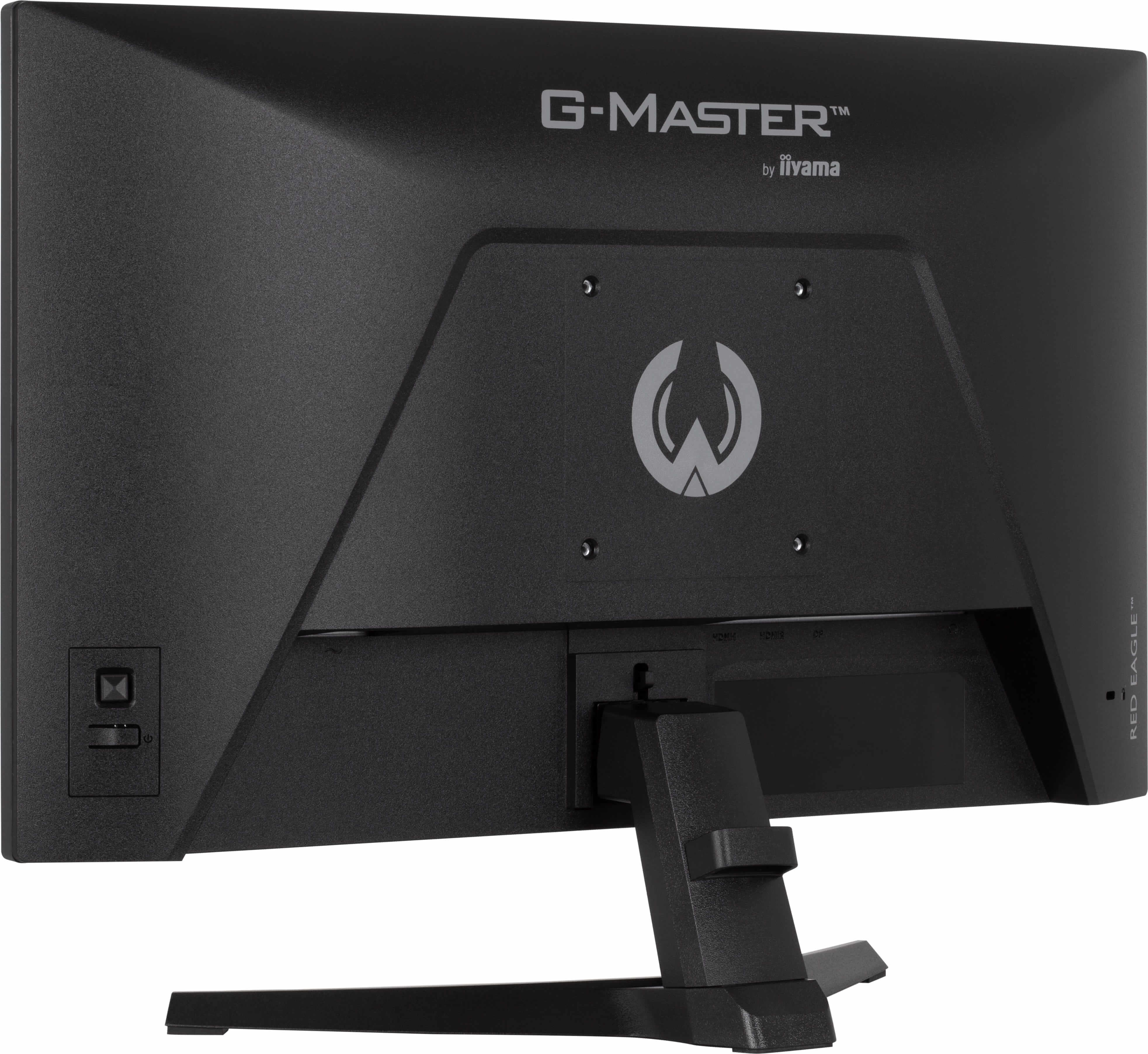 Tył czarnego monitora z logo G-MASTER i portami.