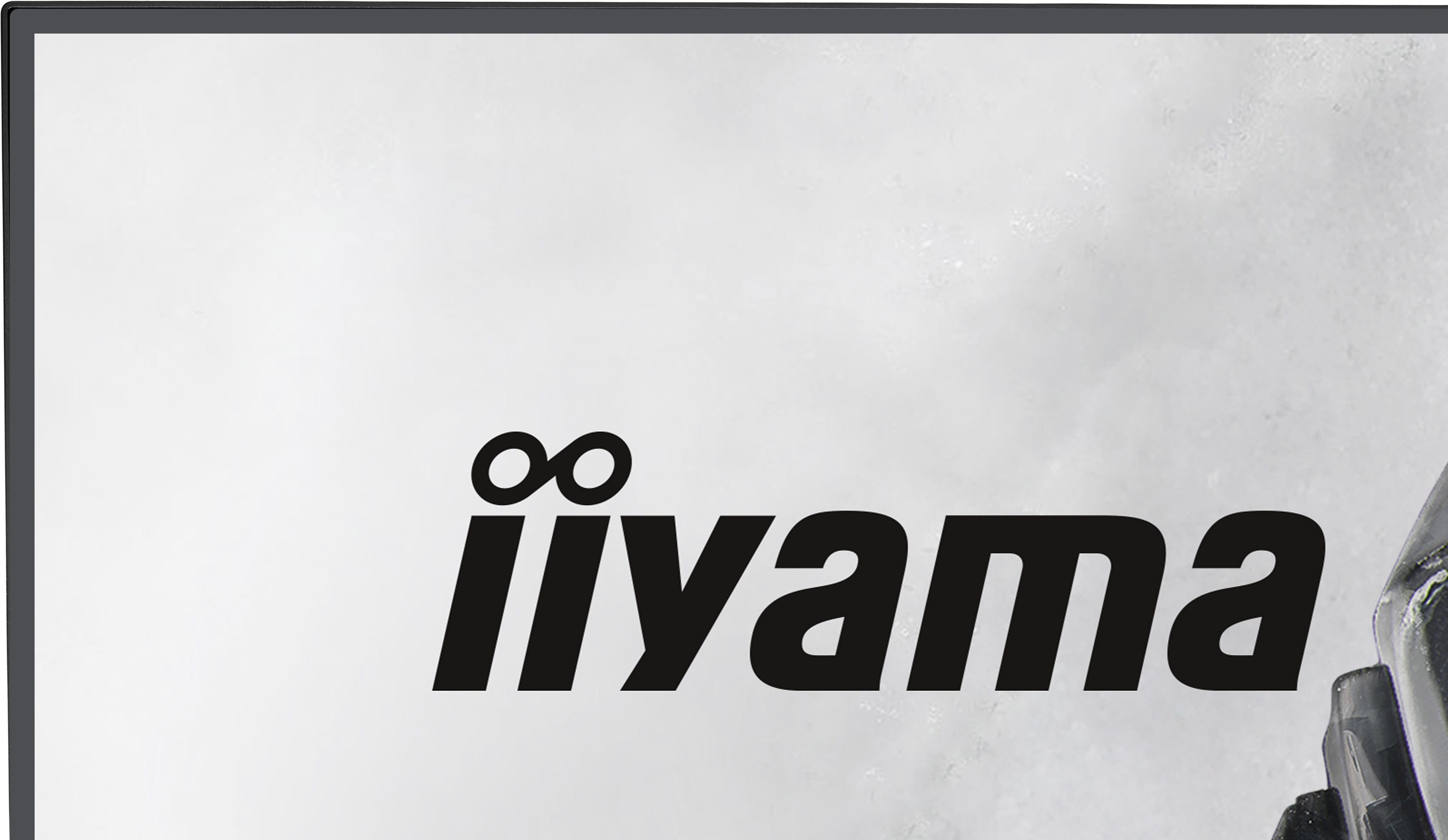 Czarno-biały napis 'iiyama' ze znakiem nieskończoności nad nim.
