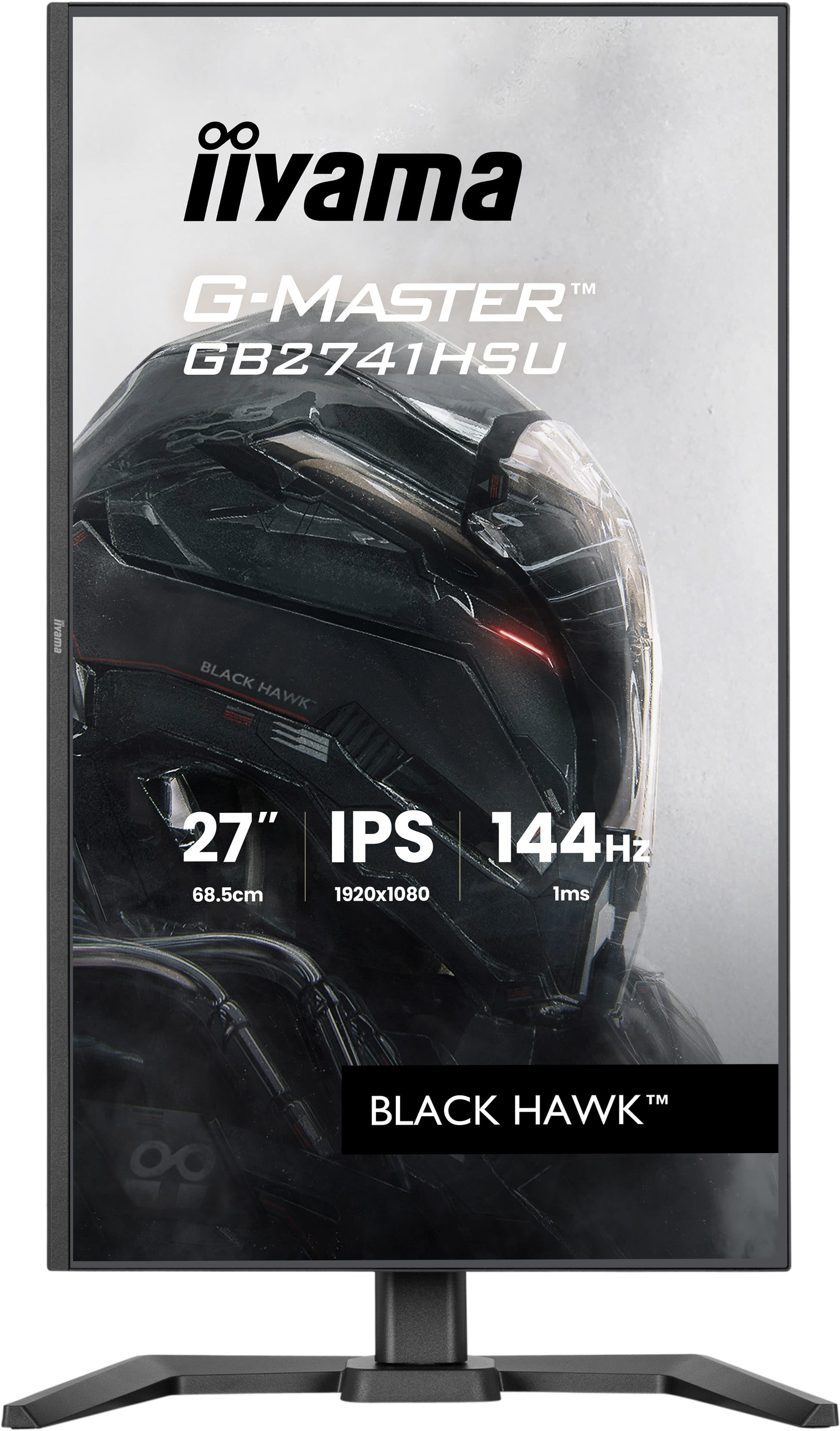 Monitor z czarnym designem "Black Hawk", 27 cali, IPS, 144Hz, 1ms.