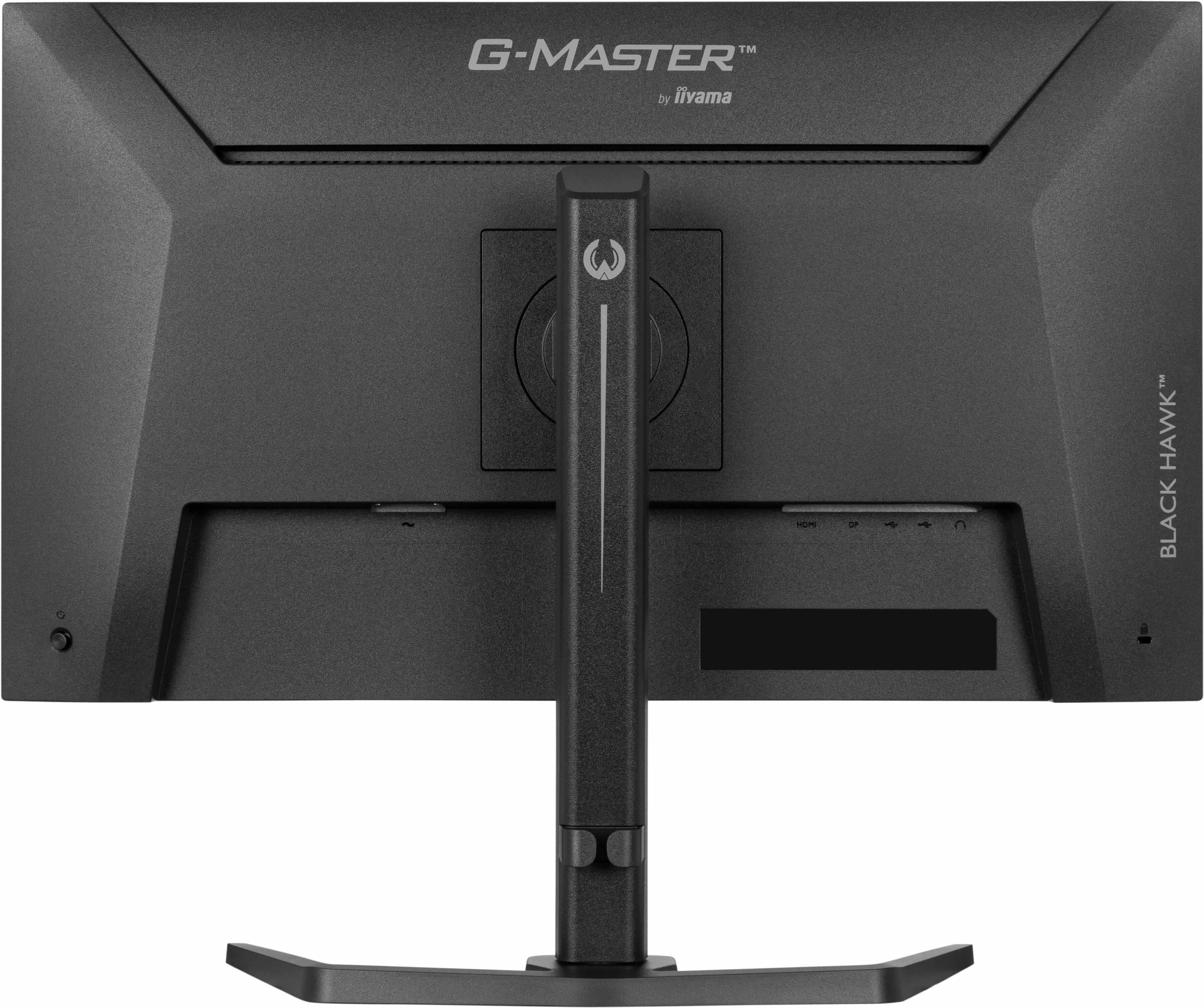 Tył czarnego monitora z logo iiyama G-MASTER i portami.