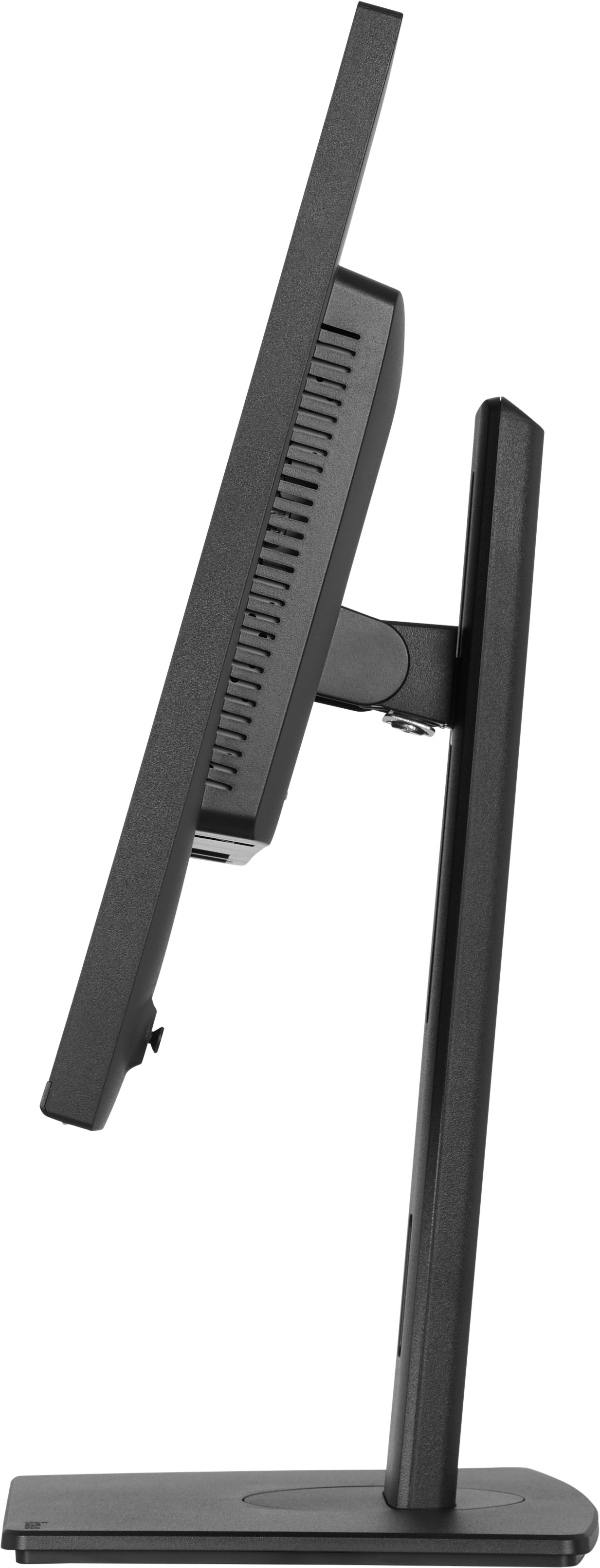 Schwarz gefärbter Monitor, von der Seite gesehen, mit Lüftungsschlitzen.
