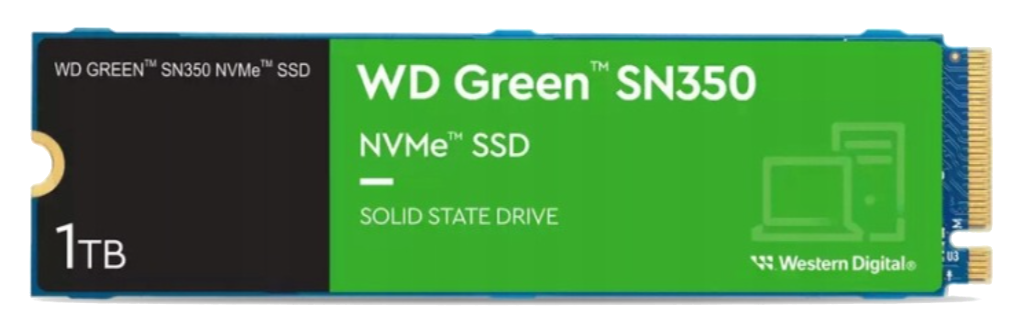 Dysk SSD NVMe WD Green SN350 1TB z grafiką komputera.