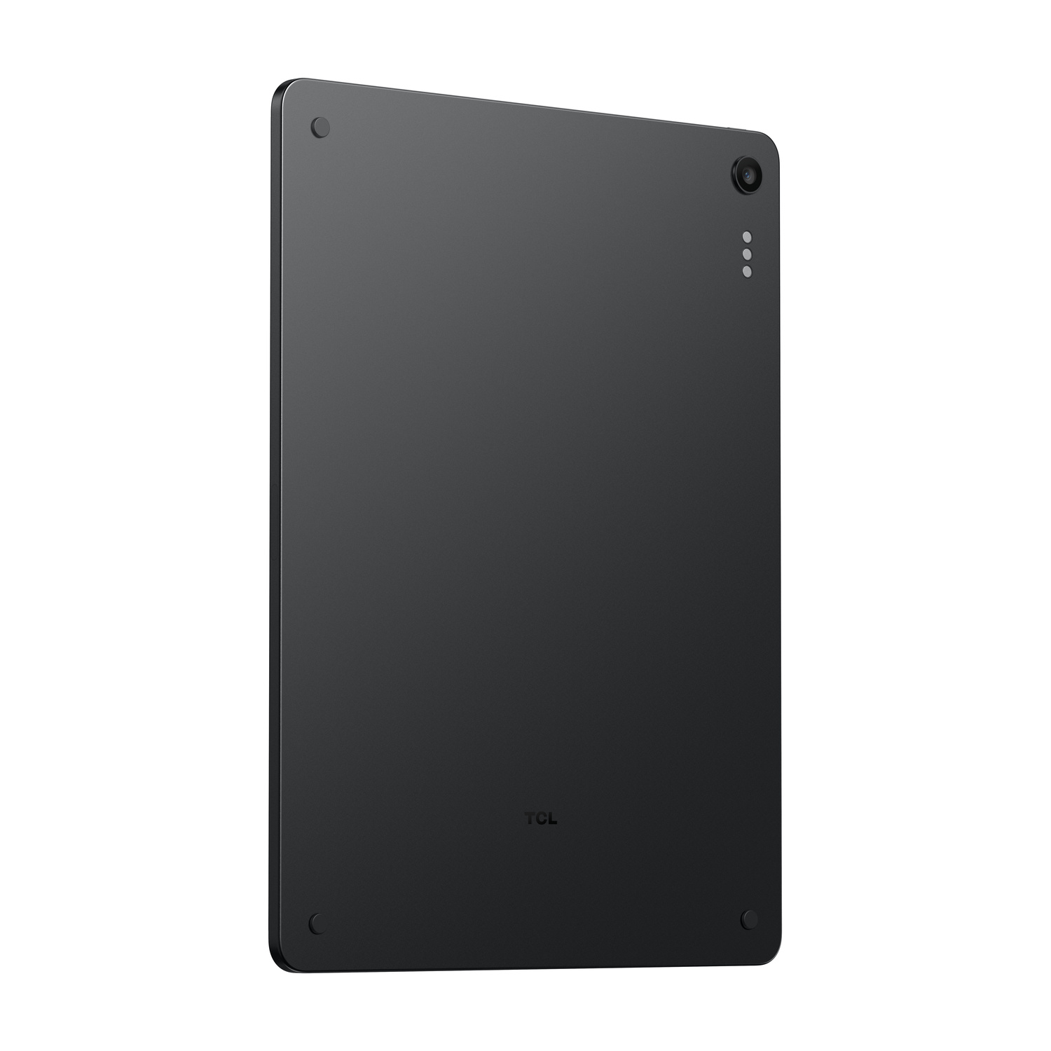 Retro di un tablet nero con fotocamera e logo TCL.