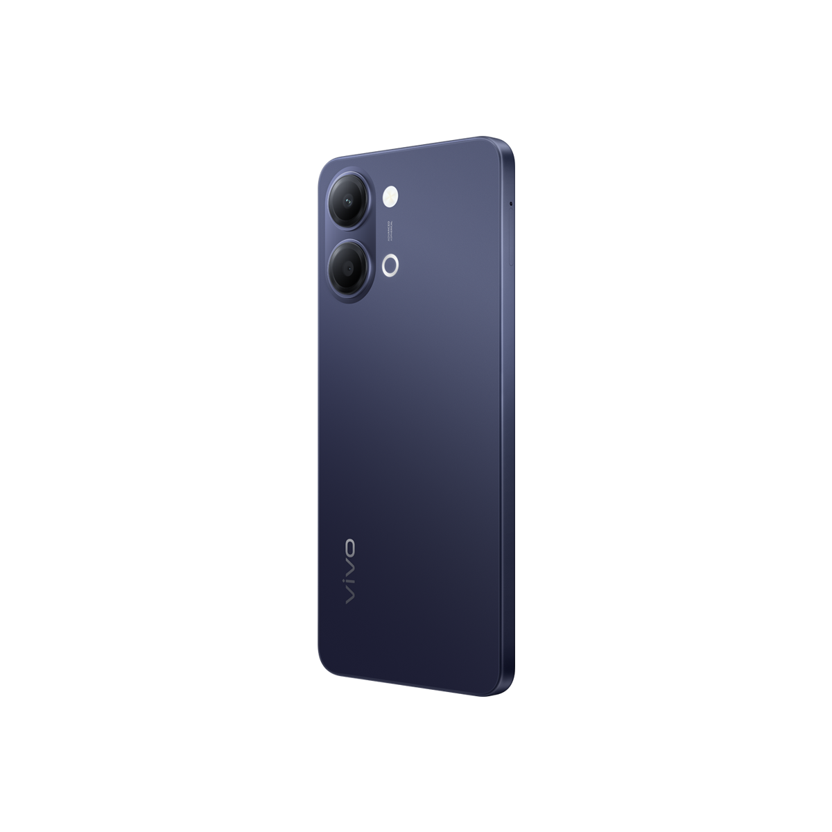 İki kameralı, Vivo logolu koyu mavi akıllı telefon.