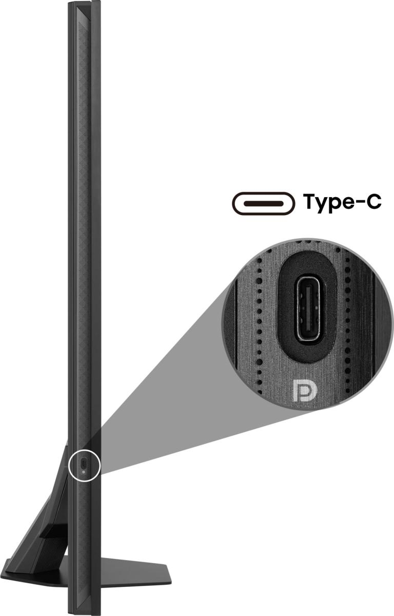 Monitor z portem Type-C i podstawką.
