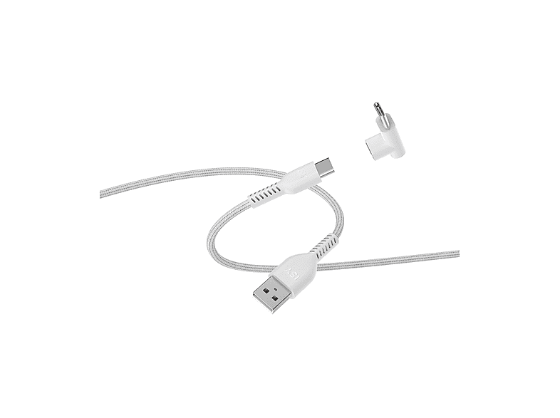 Cavo Usb ISY IUC-0005 di ricarica da USB-A a USB-C, 3 metri + adattatore USB-C 90 gradi
