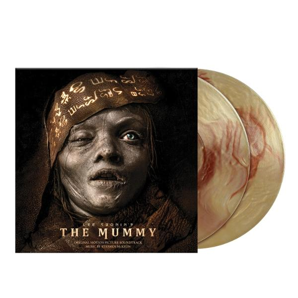 Das Cover zeigt eine Mumie und zwei Schallplatten mit roten Schlieren.