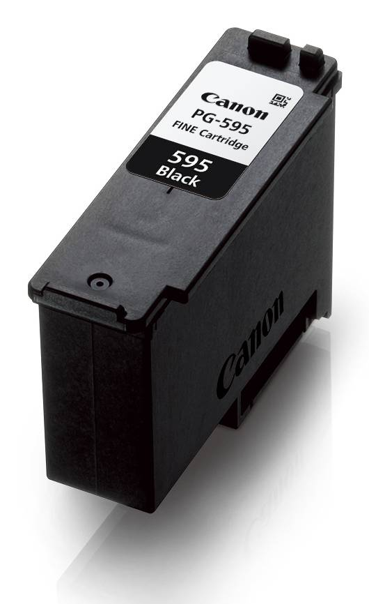 Un cartucho negro Canon PG-595 FINE para impresoras, con etiqueta.