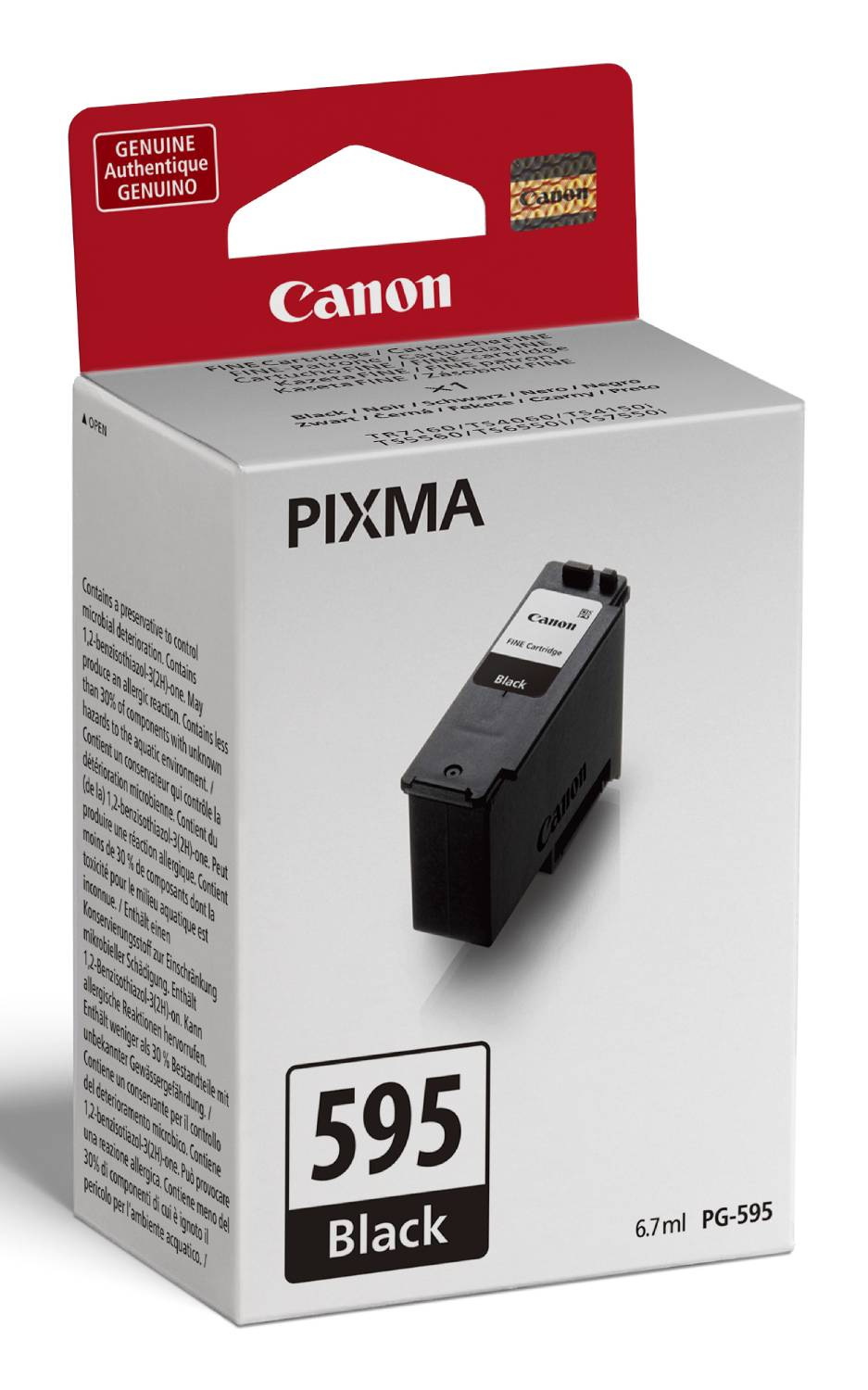 Cartucho de tinta Canon PIXMA 595 Negro, 6.7ml, PG-595. Empaquetado con cartucho.